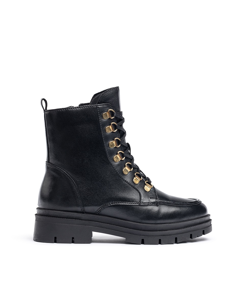Botins Rasos de Pele Preto-1