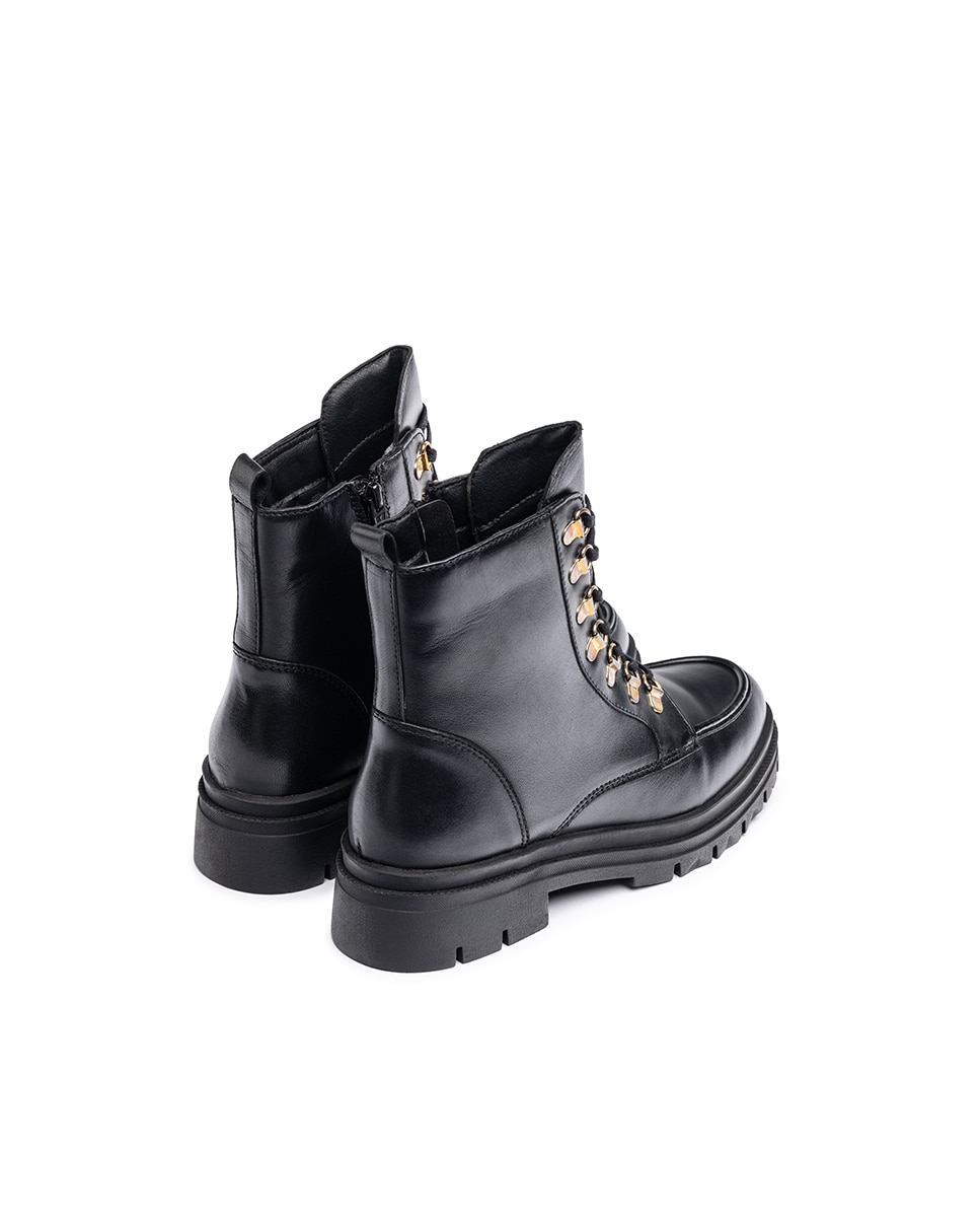 Botins Rasos de Pele Preto-2
