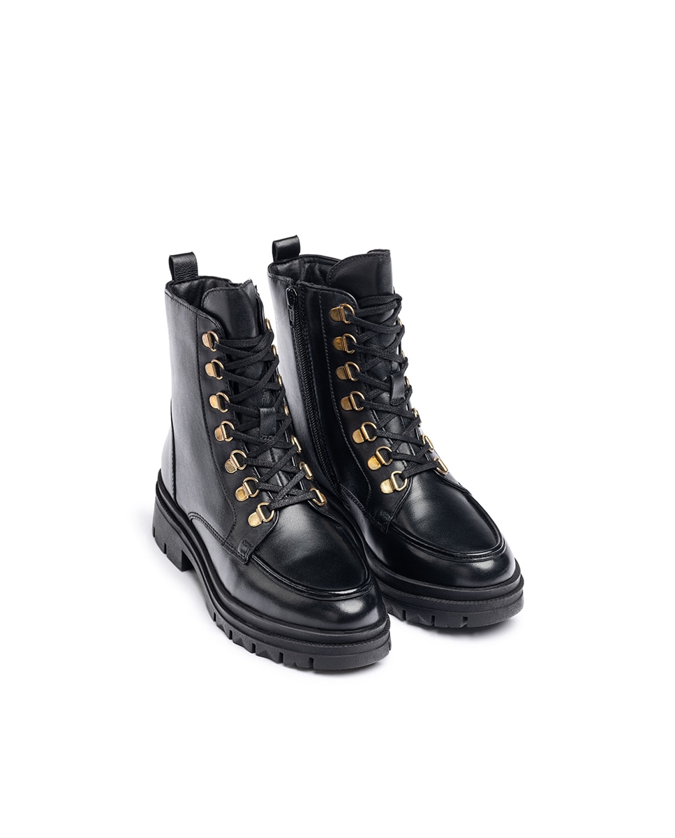Botins Rasos de Pele Preto-3