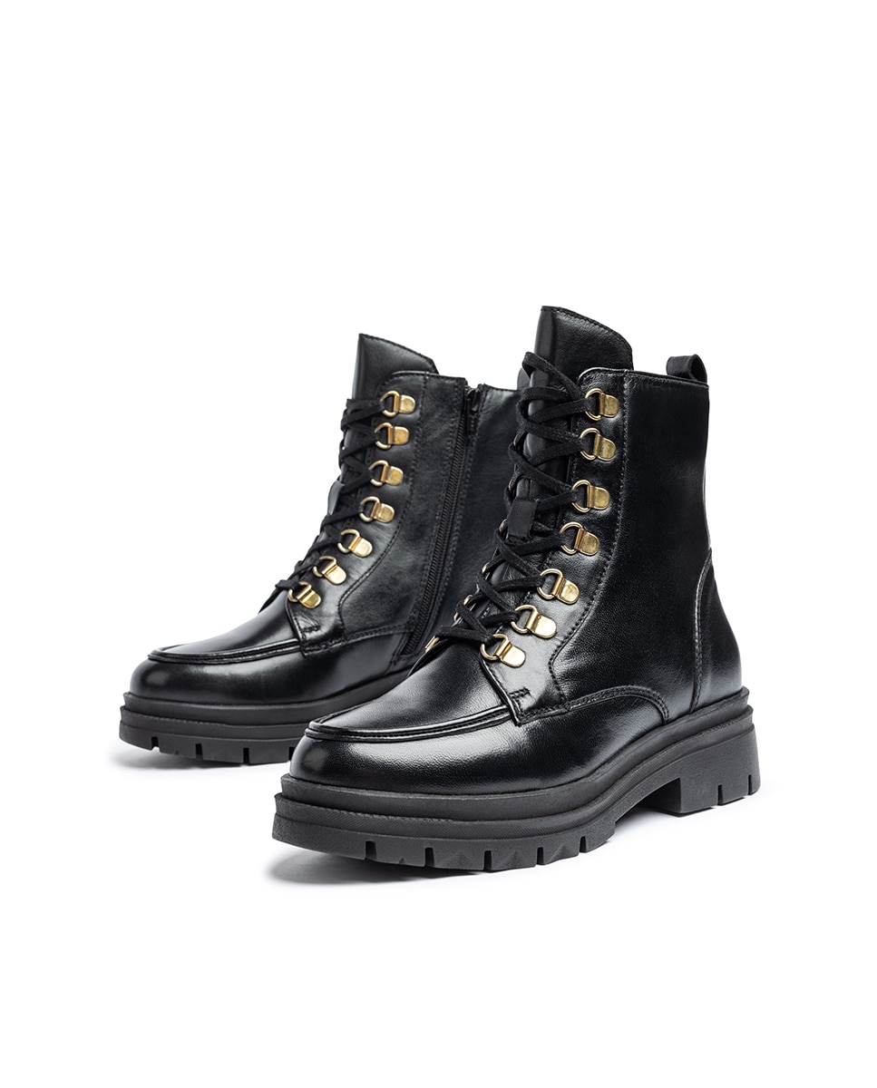 Botins Rasos de Pele Preto-5