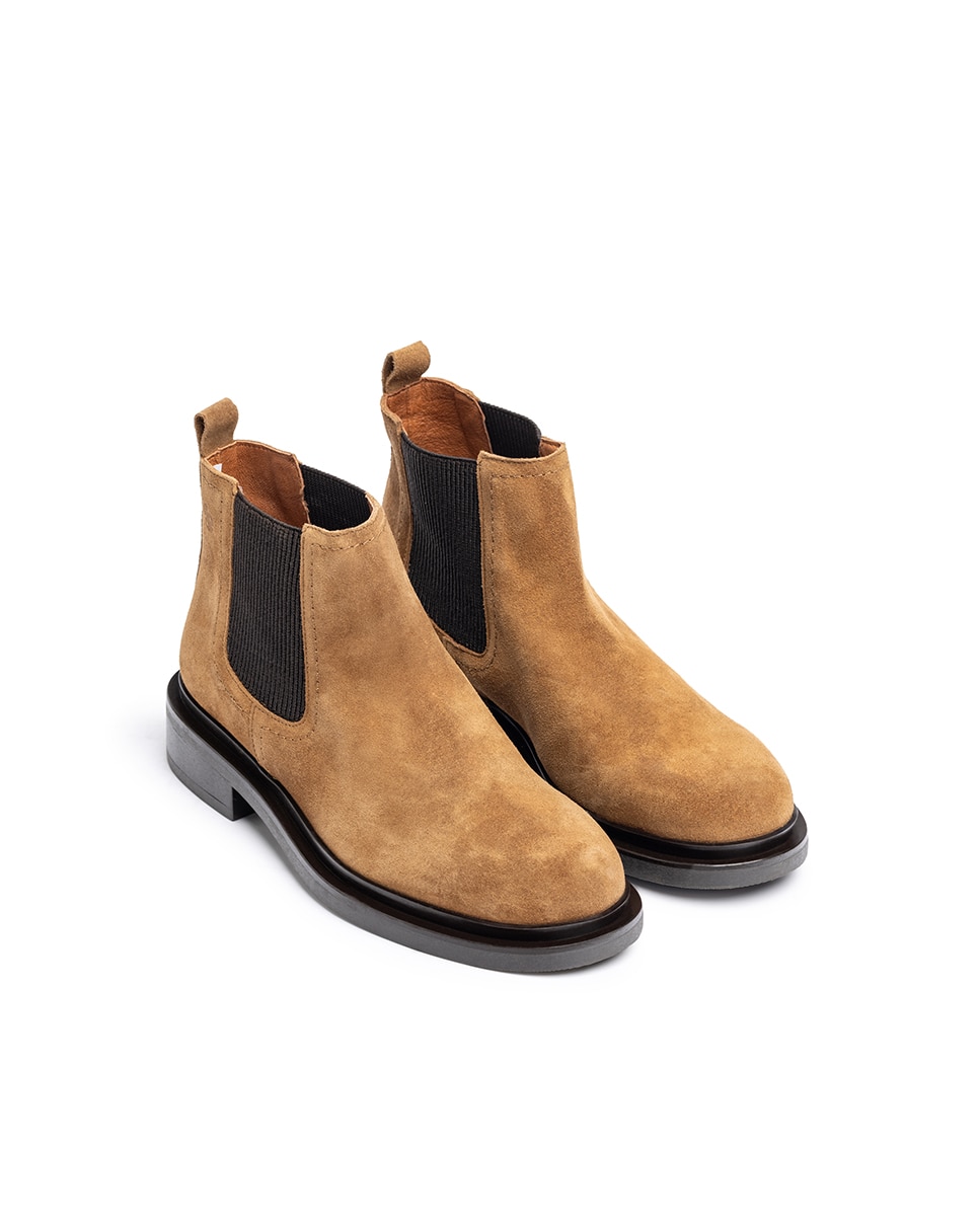 Botins Rasos de Pele Castanho-3