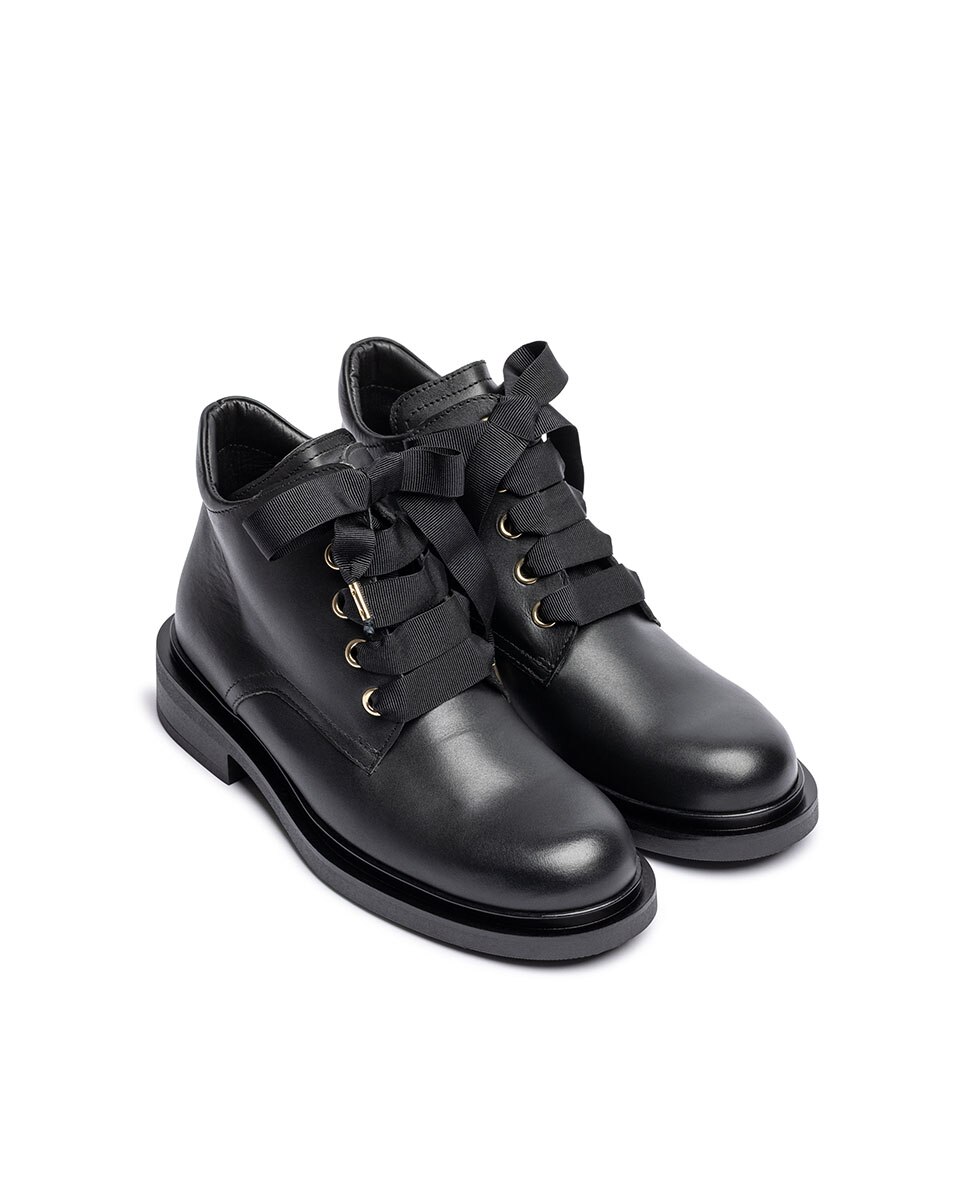 Botins Rasos de Pele Preto-3