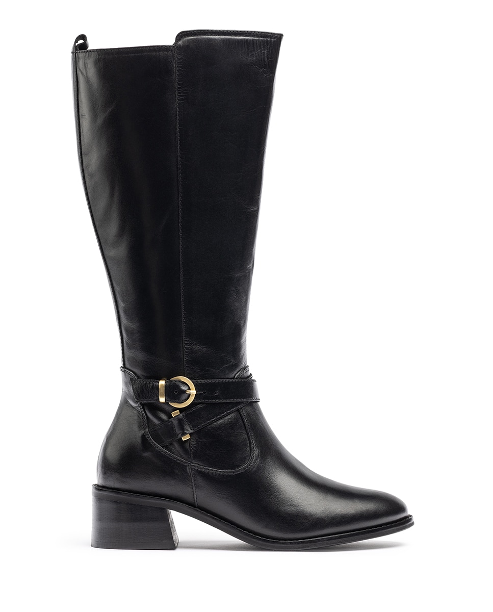 Imagem 0 de Botas de Salto em Pele