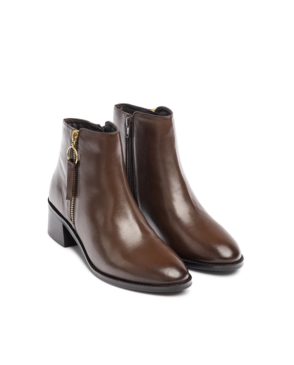 Botins de Salto em Pele Castanho-3