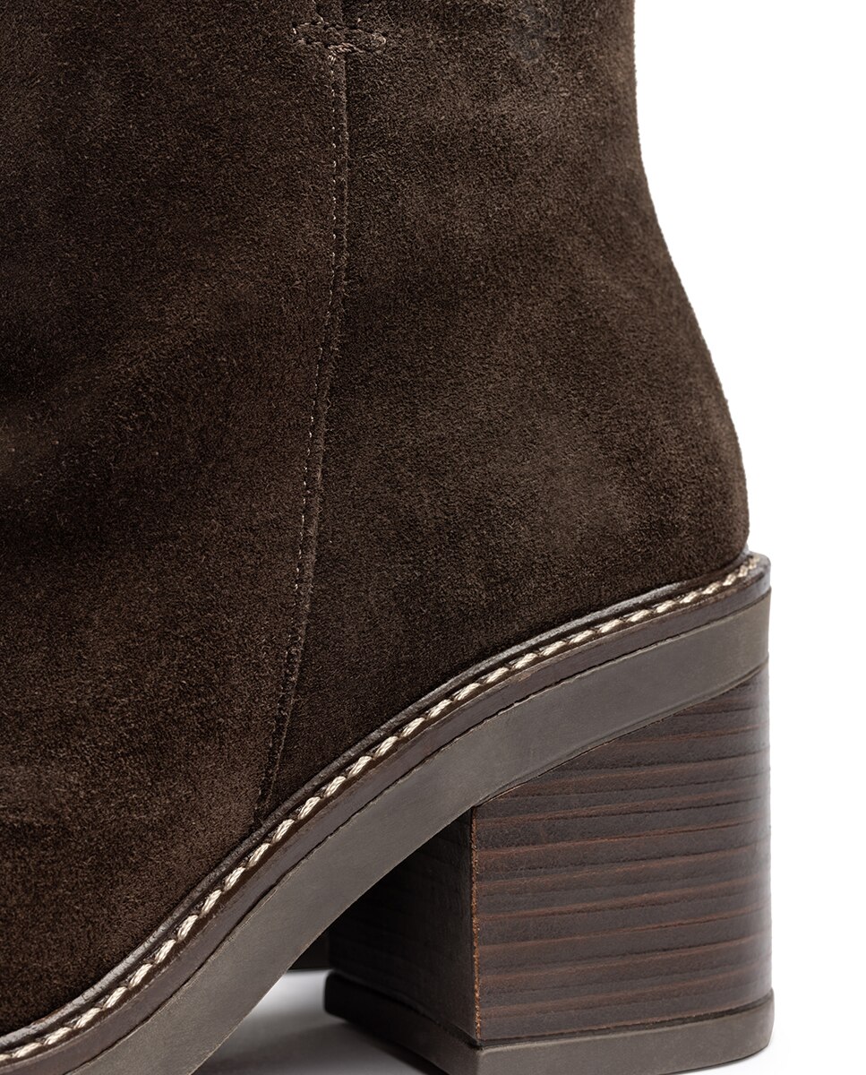 Botas de Salto em Pele Castanho-chocolate-4