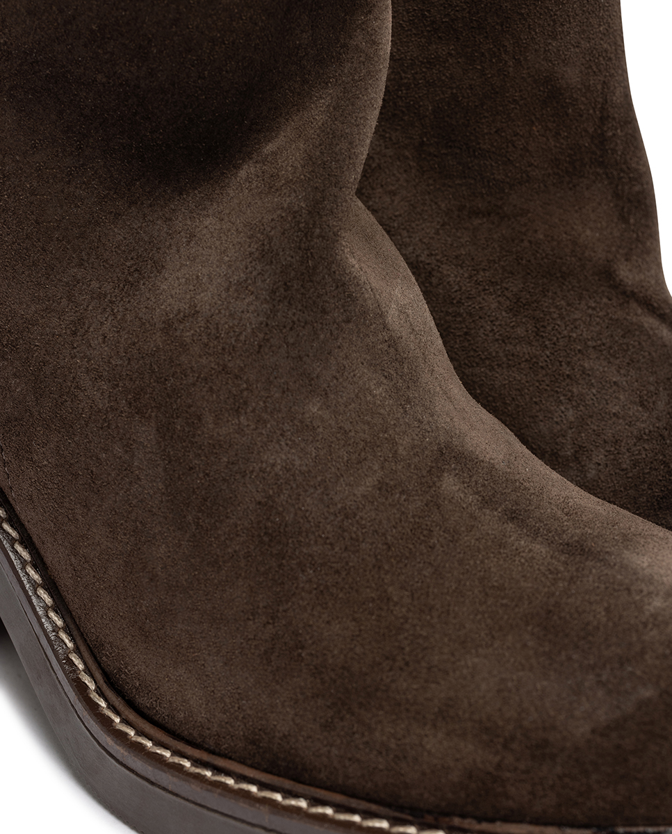 Botas de Salto em Pele Castanho-chocolate-4