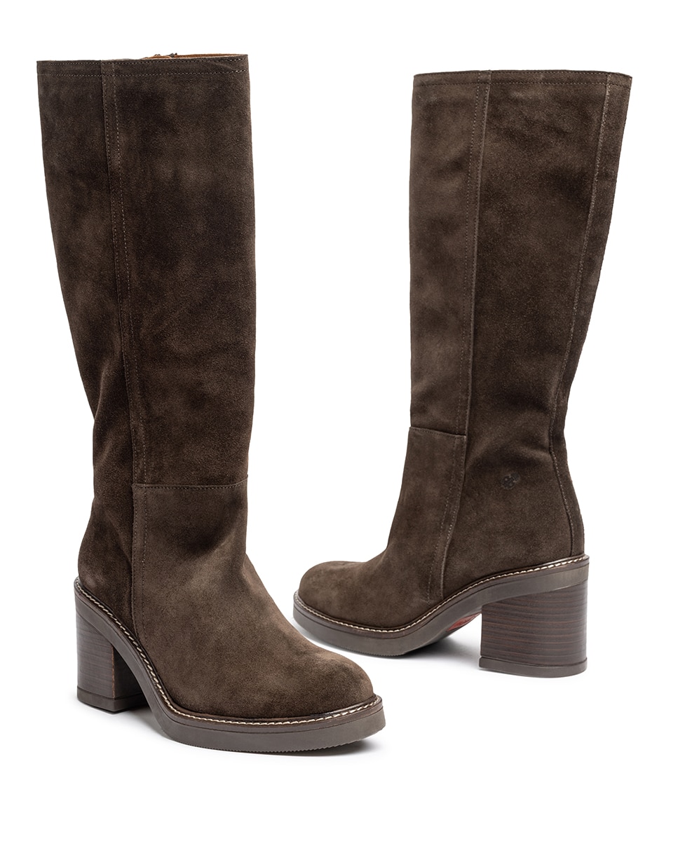 Botas de Salto em Pele Castanho-chocolate-5