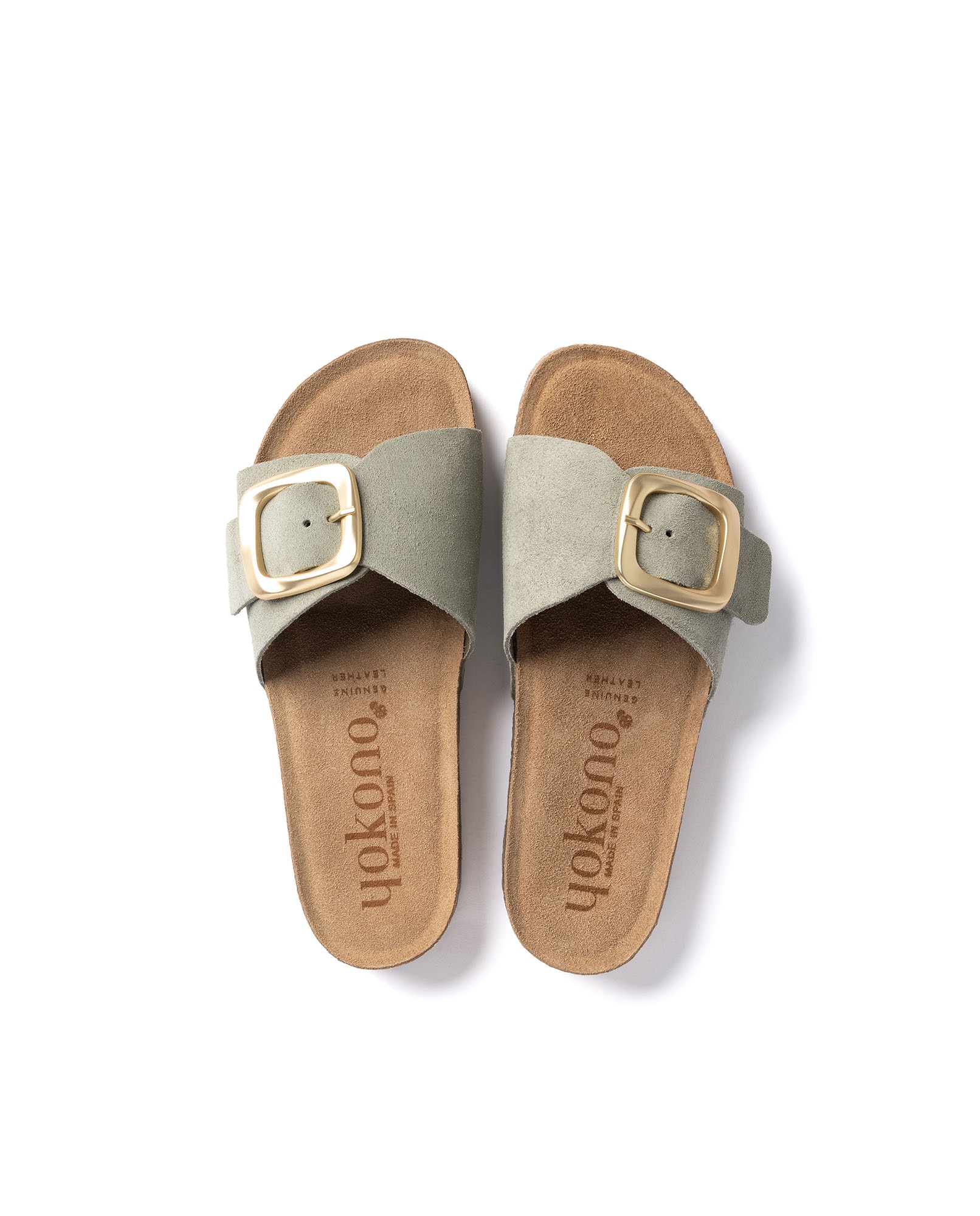 Sandálias Rasas de Pele Verde-5