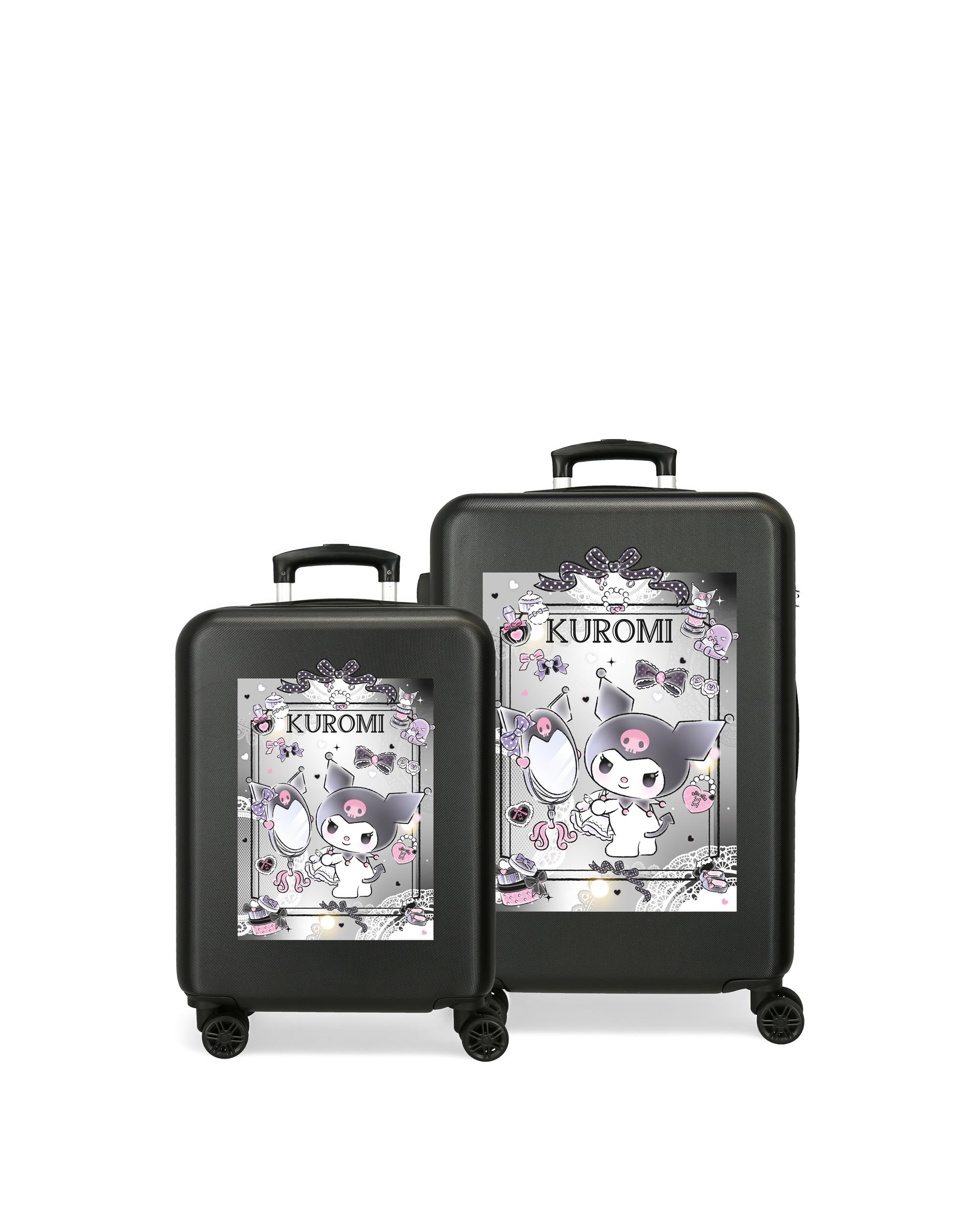 Conjunto de Malas (cabine e Média) Kuromi Wonder Fest Rígidas com Capacidade de 89l Cinzento-escuro-1