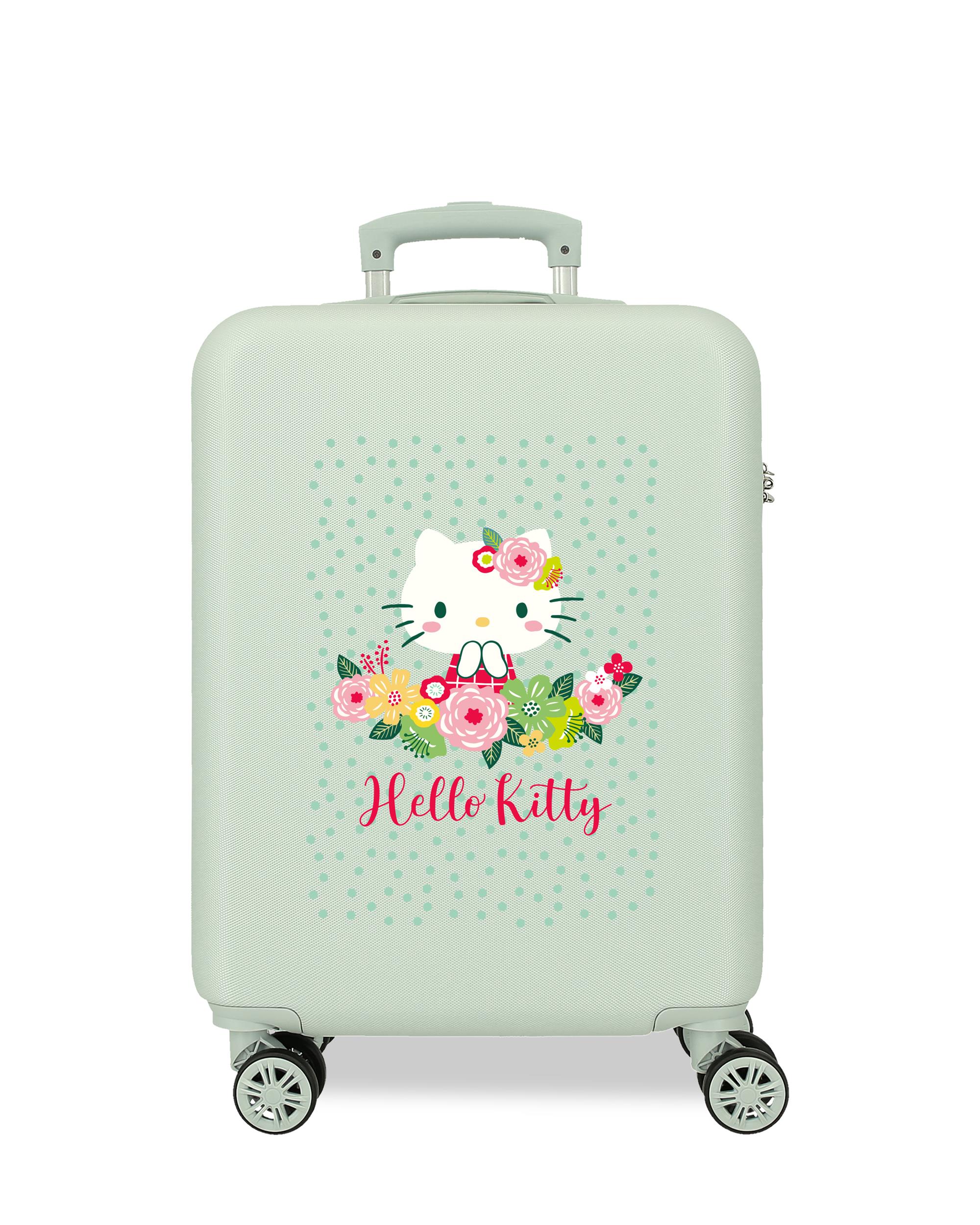 Mala de Cabine Hello Kitty Floral Kitty Rígida com Capacidade de 35l Verde-1