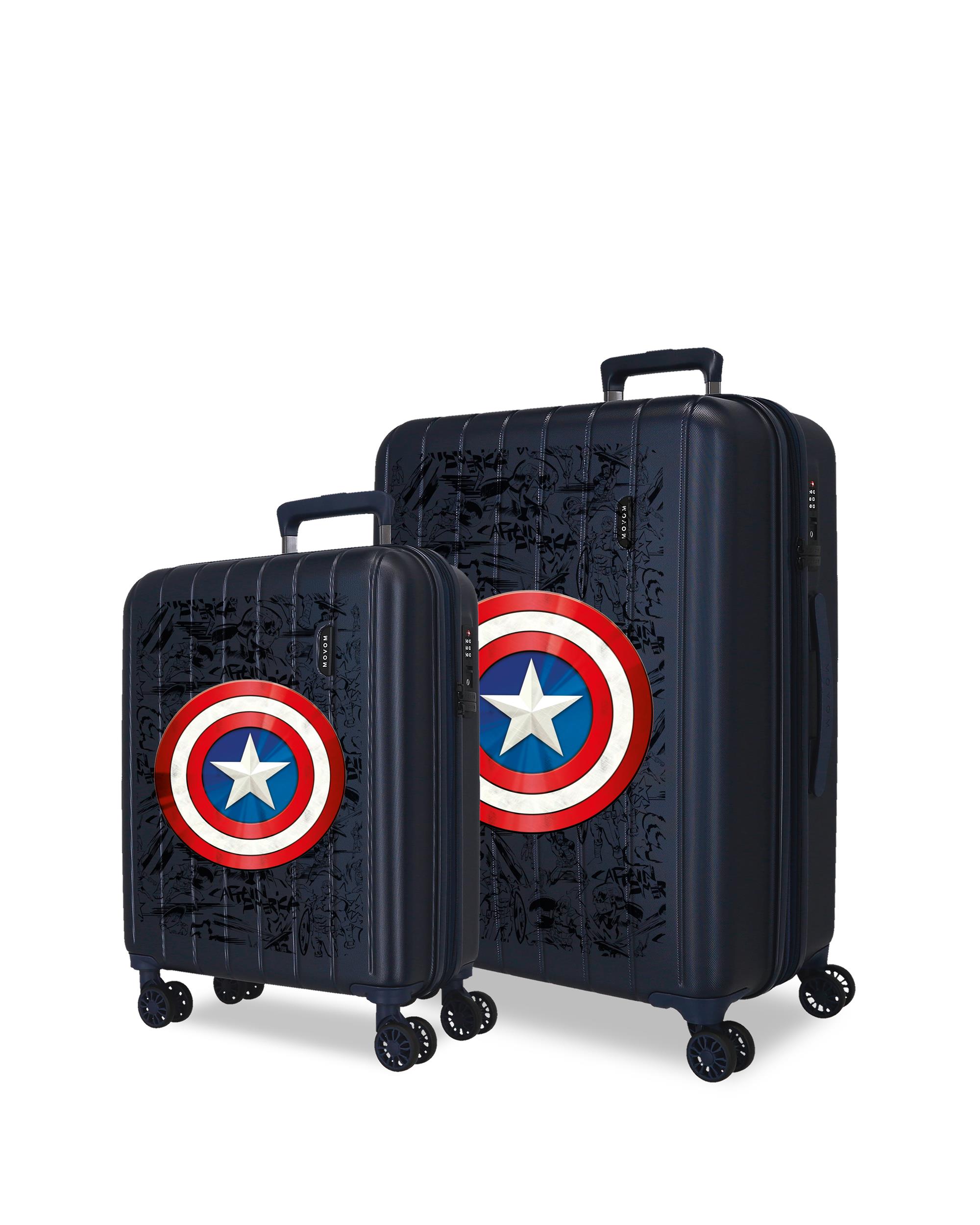 Conjunto de Malas (cabine Expansível e Média Expansível) Marvel Captain America com Capacidade de 109l Azul-1