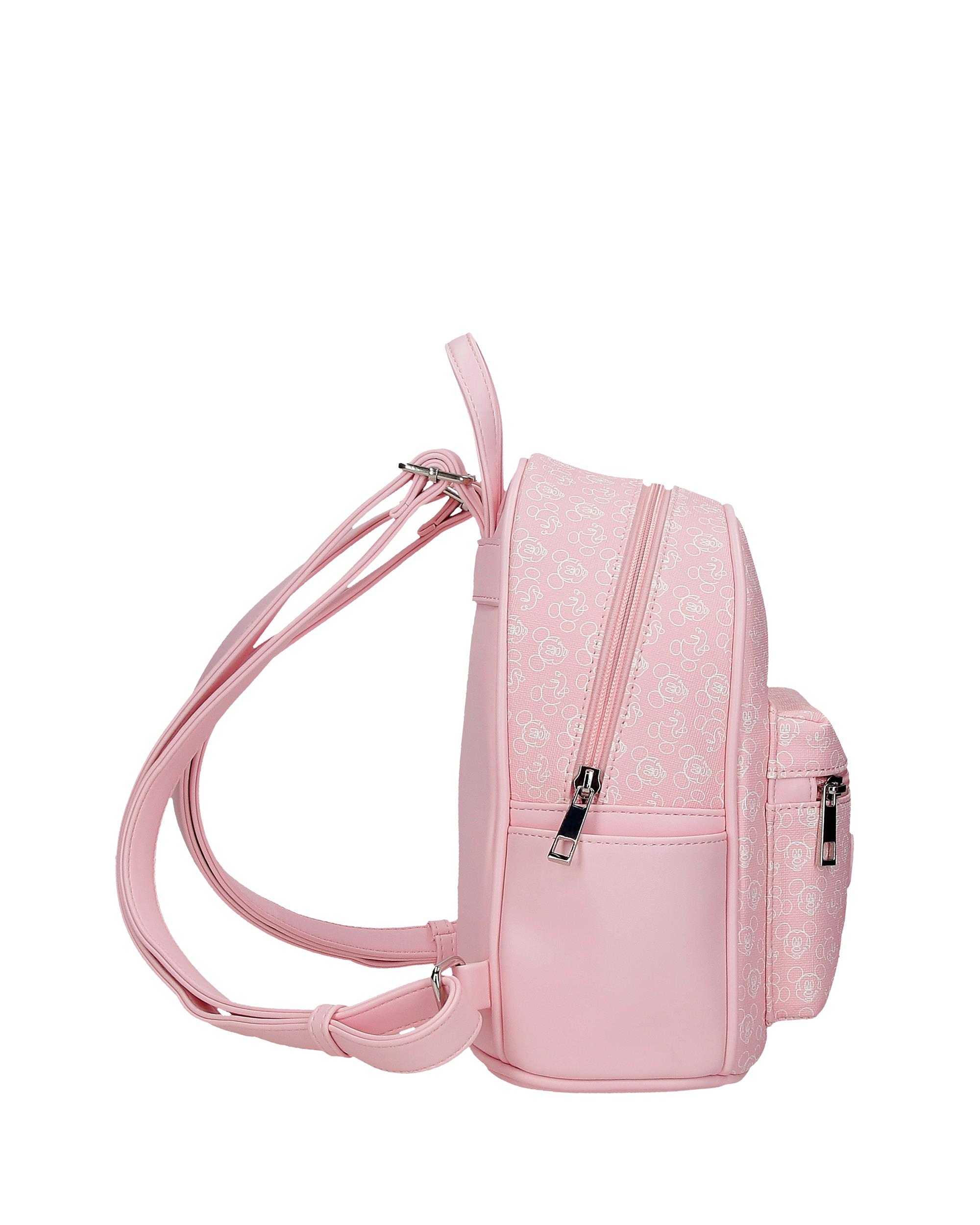 Mochila de Passeio 23 Cm com Bolso Frontal Cloudline Mickey Nude Rosa-2