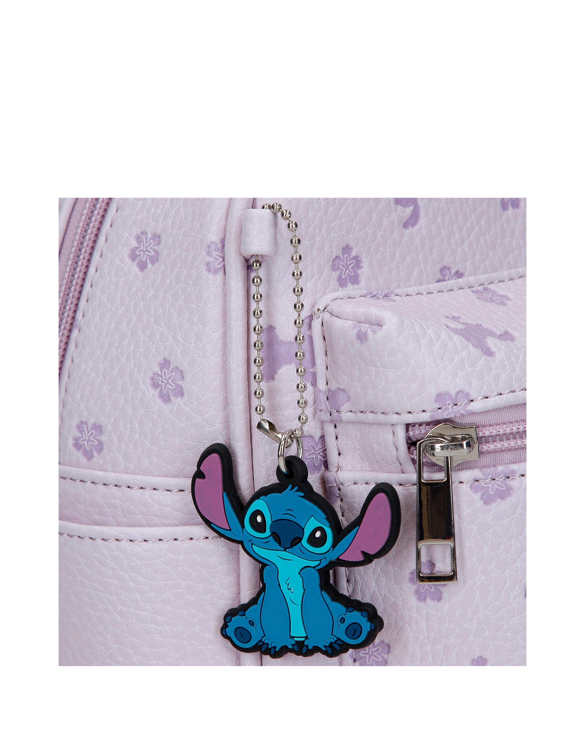 Mochila de Passeio 23 Cm com Bolso Frontal Bloom Stitch Lilás Roxo-6