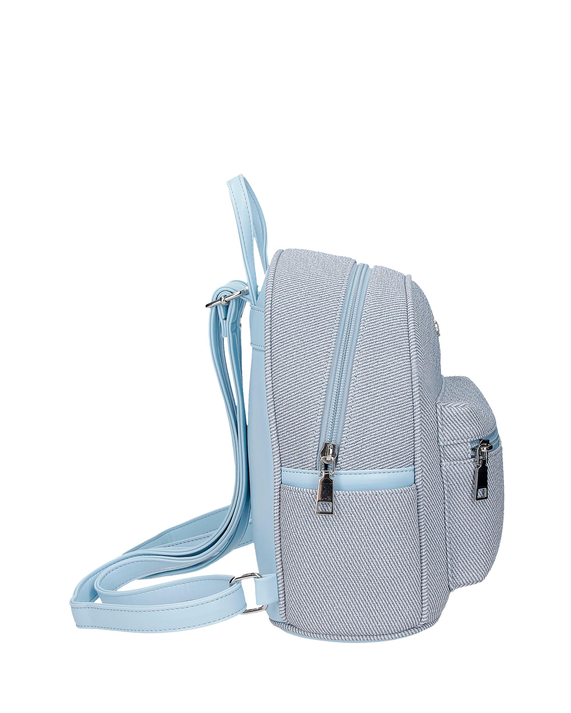 Mochila de Passeio 23 Cm com Bolso Frontal Tiki Stitch Denim Azul-2