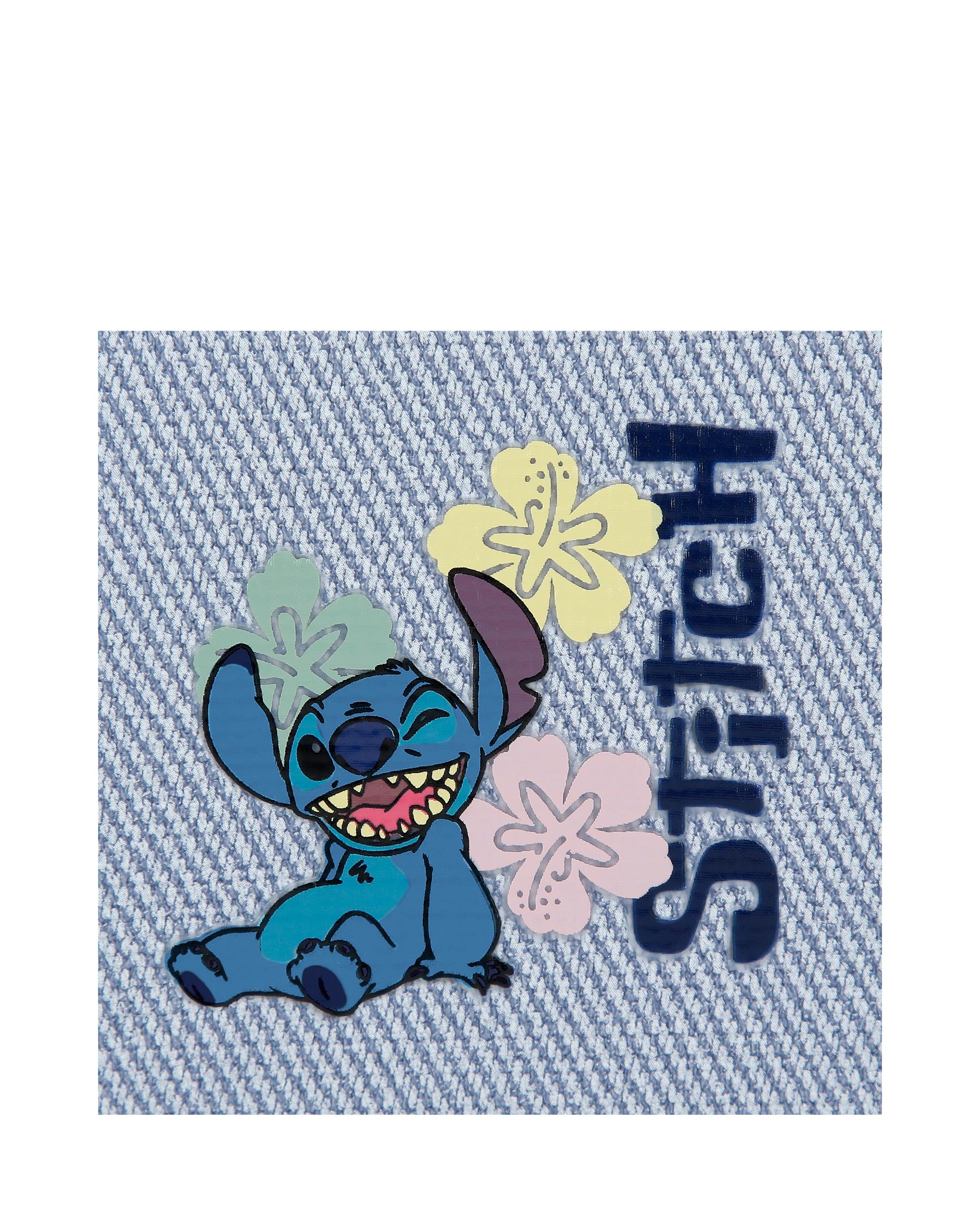 Mochila de Passeio 23 Cm com Bolso Frontal Tiki Stitch Denim Azul-5