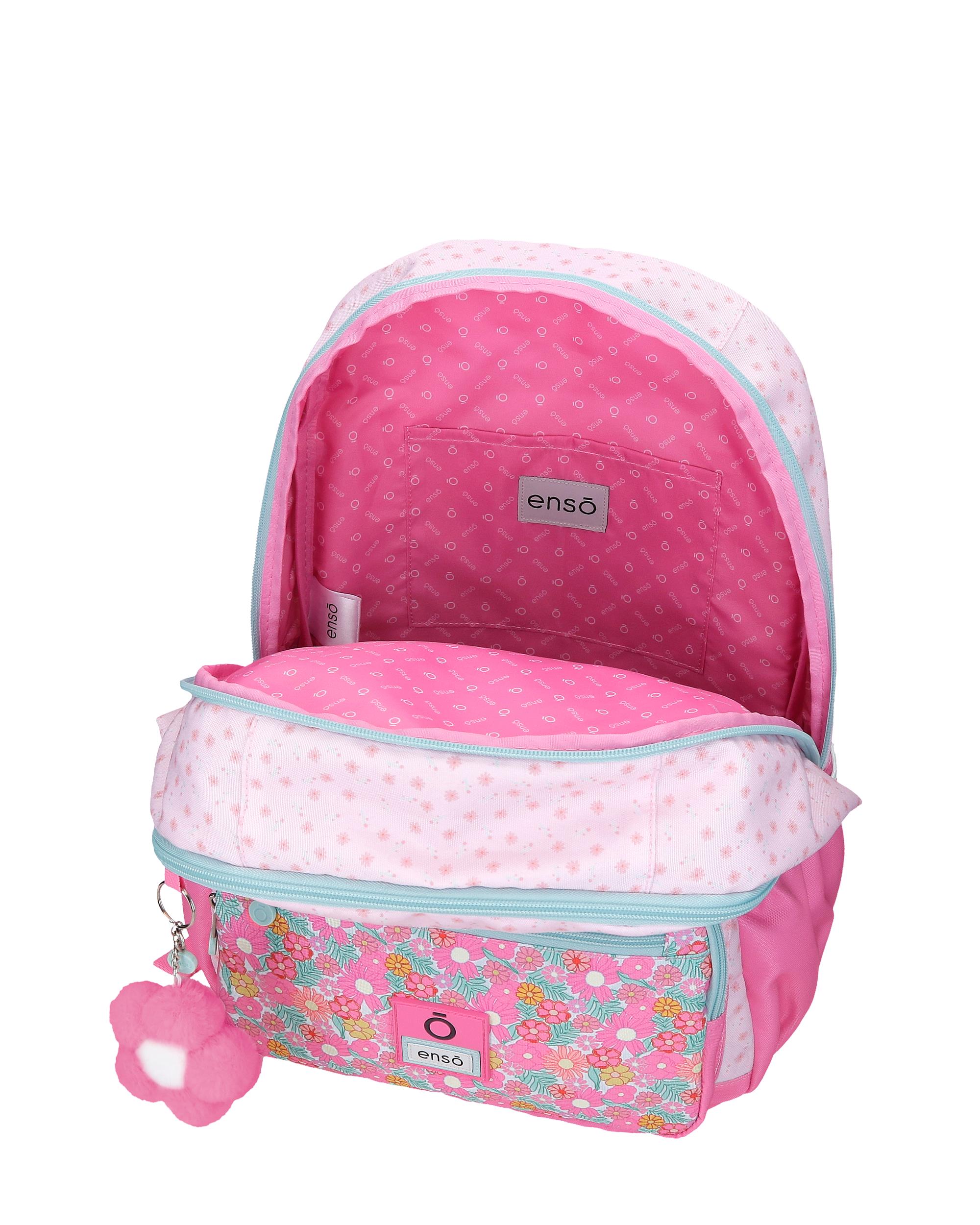 Mochila Escolar de Compartimento Duplo Enso Girl Zone com Capacidade de 24l Adaptável a Trolley em Fúcsia Rosa-4