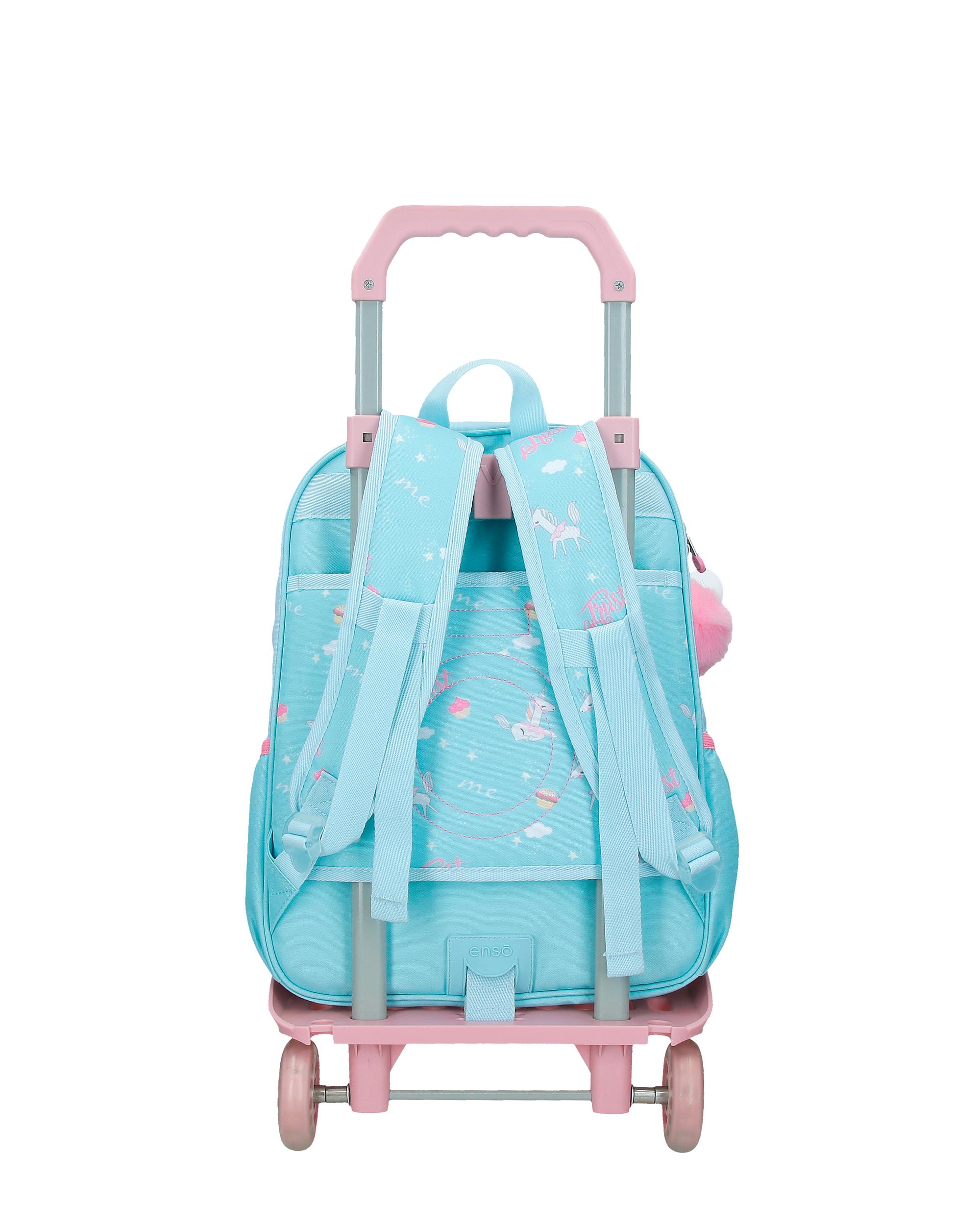 Mochila Escolar. Enso Unicorn Paradise com Capacidade de 13,68l com Carrinho Turquesa Azul Azul-3
