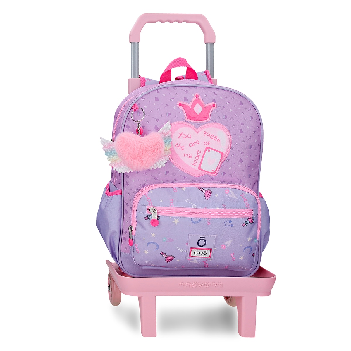 Imagem 0 de Mochila Escolar Enso Queen Of Hearts com Capacidade de 13,68l com Trolley Lilás