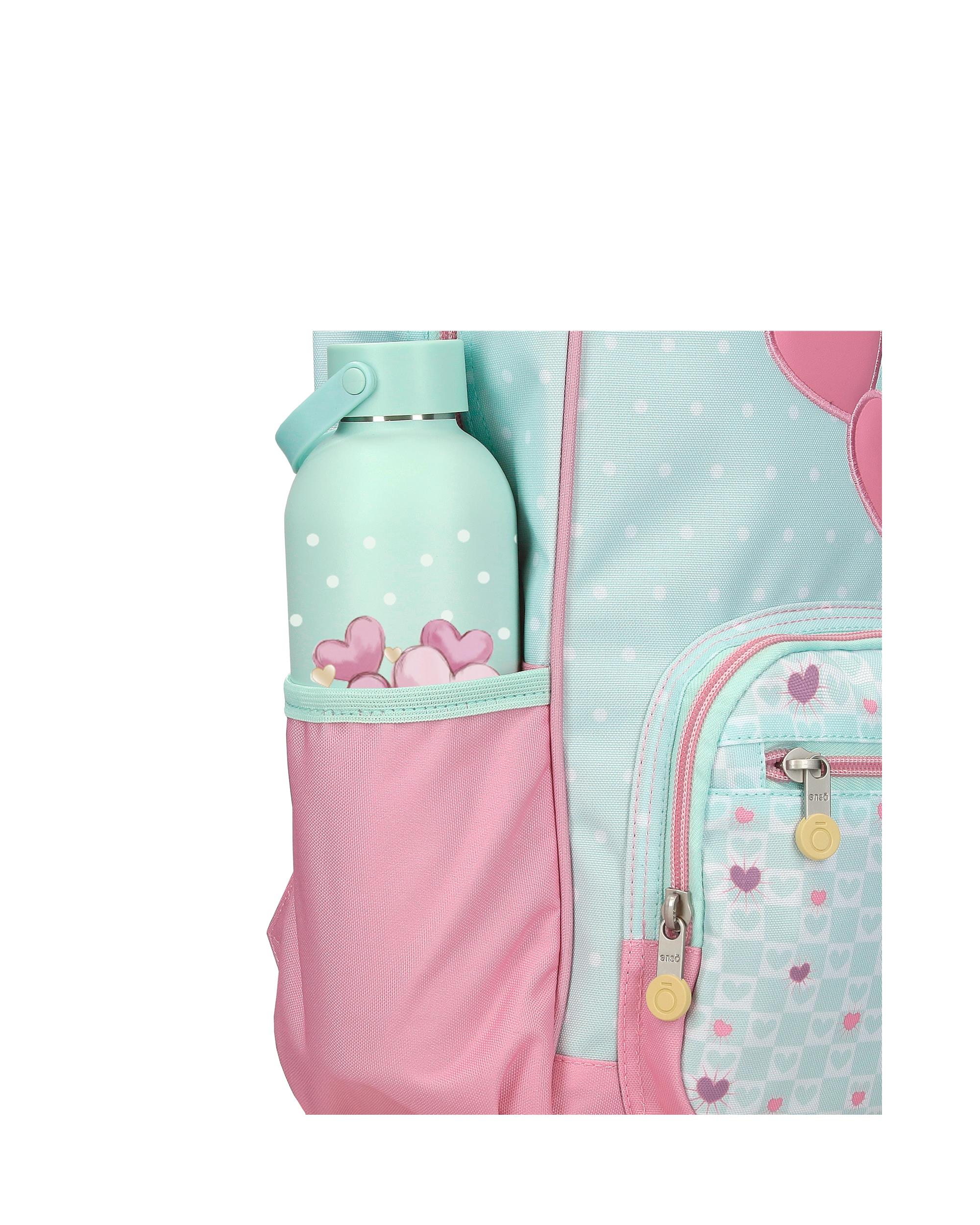Mochila Escolar Enso Hearts com Capacidade de 13,68l com Carro Turquesa Verde Verde-6