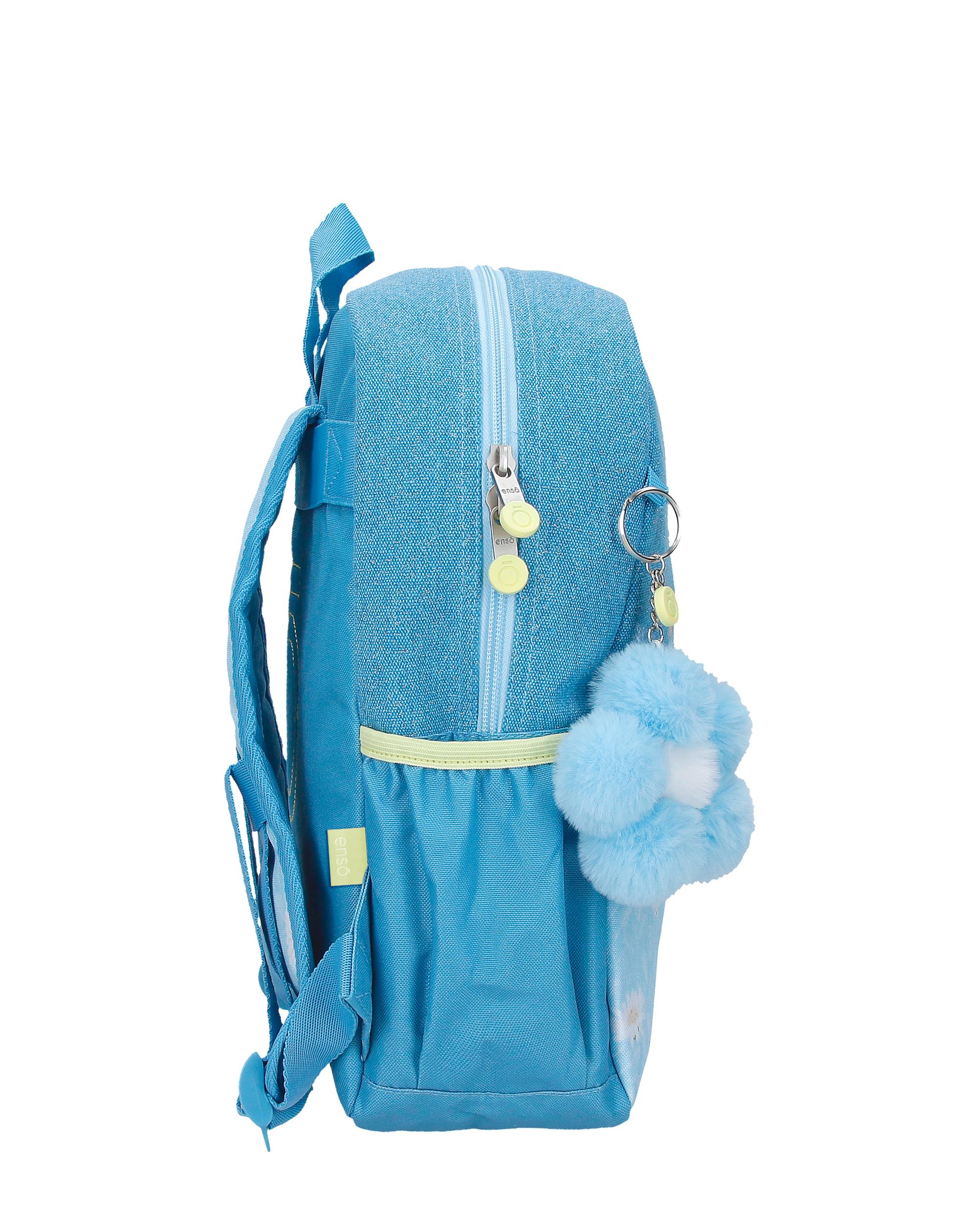 Mochila Escolar Enso Happiness com Capacidade de 9,801l Adaptável a Trolley Denim Azul-2