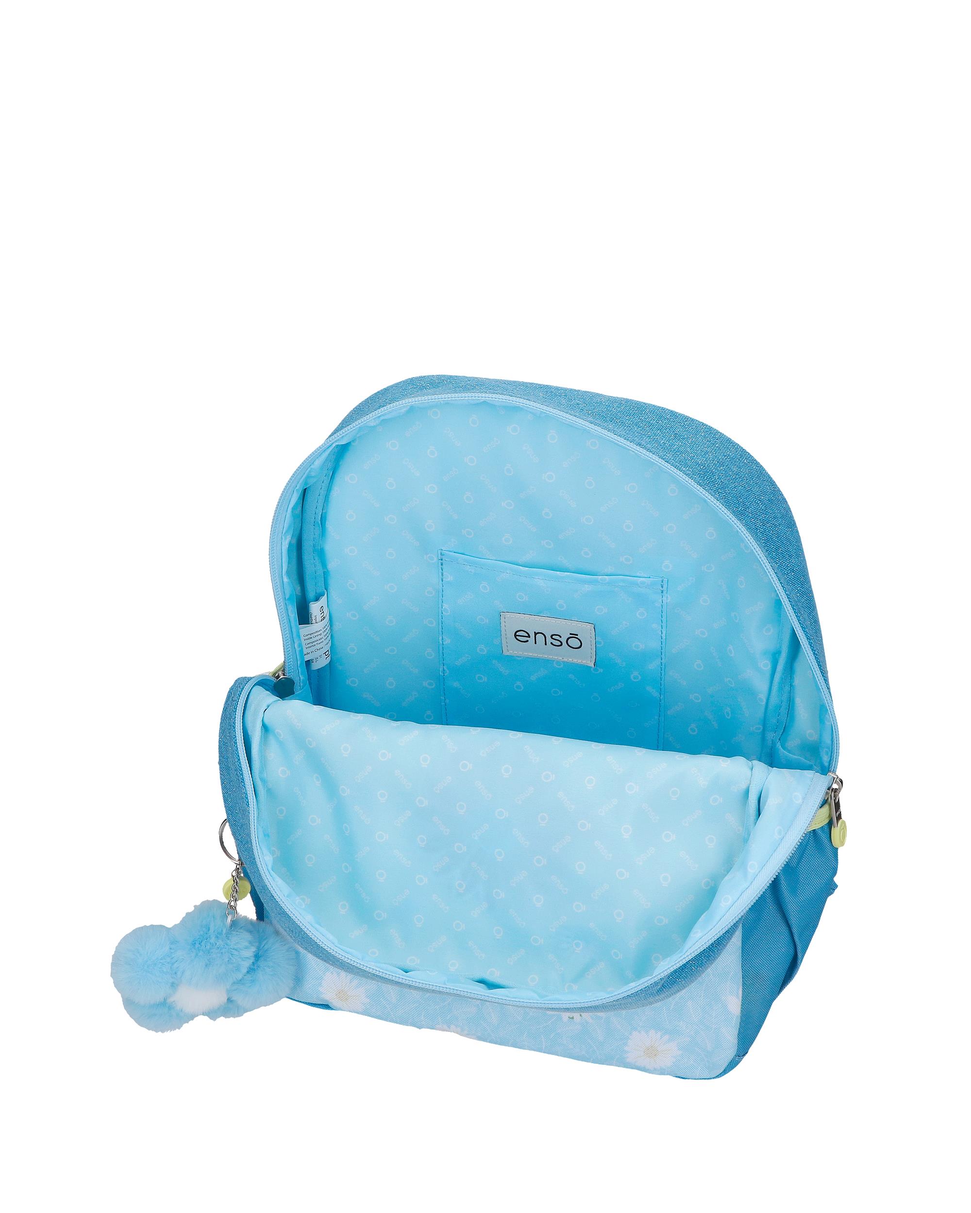 Mochila Escolar Enso Happiness com Capacidade de 9,801l Adaptável a Trolley Denim Azul-4