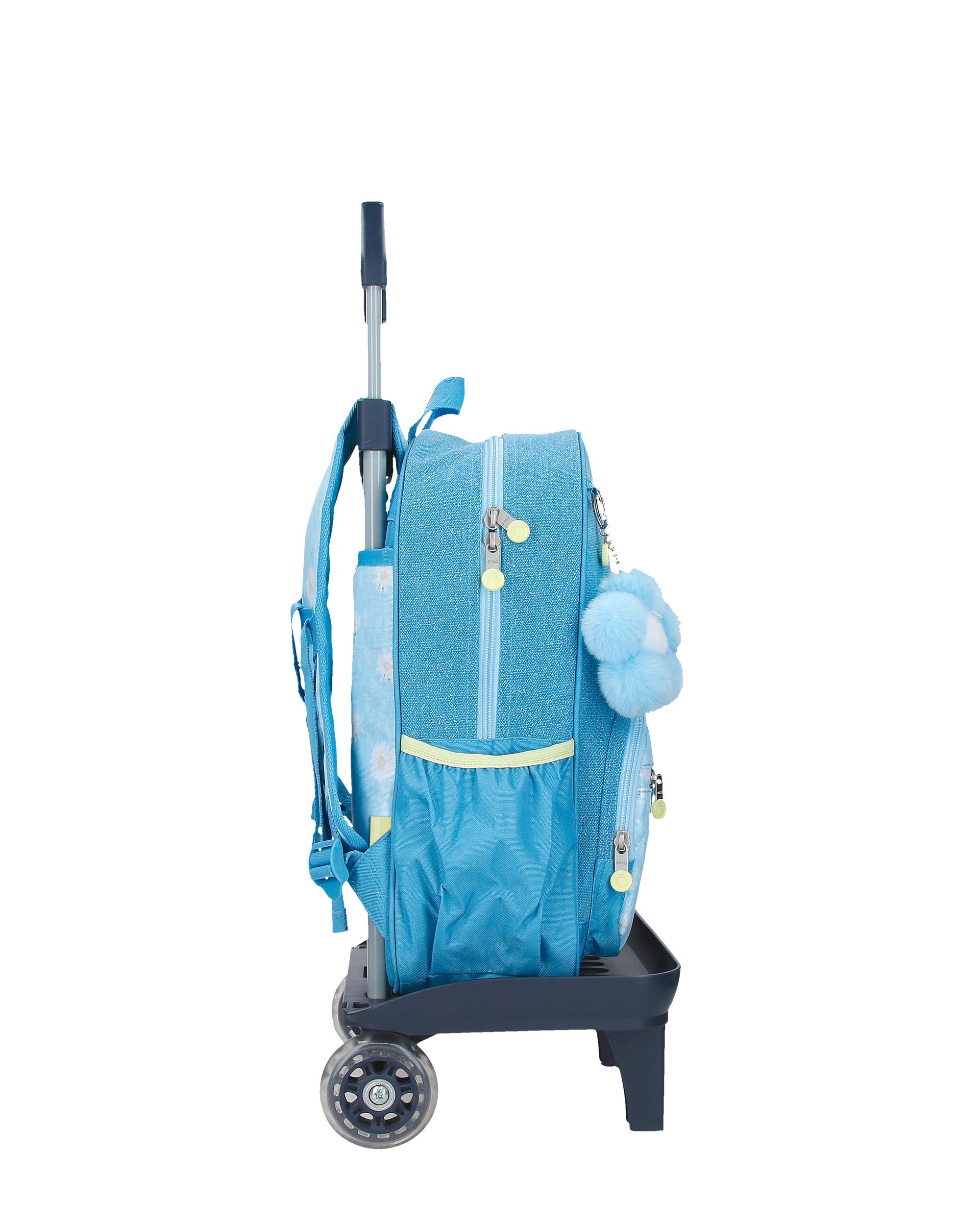 Mochila Escolar Enso Happiness com Capacidade de 13,68l com Carrinho Denim Azul-2