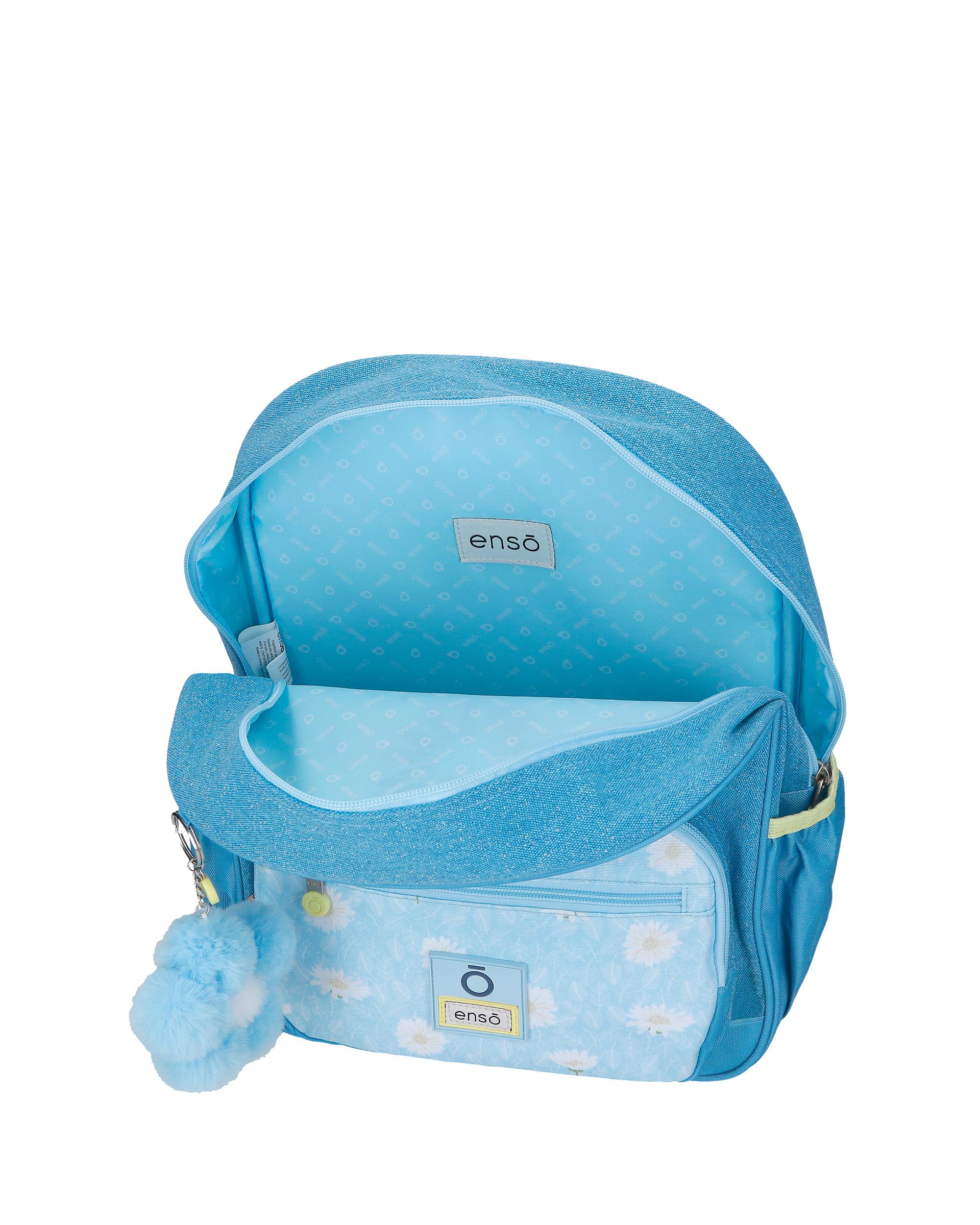 Mochila Escolar Enso Happiness com Capacidade de 13,68l com Carrinho Denim Azul-4