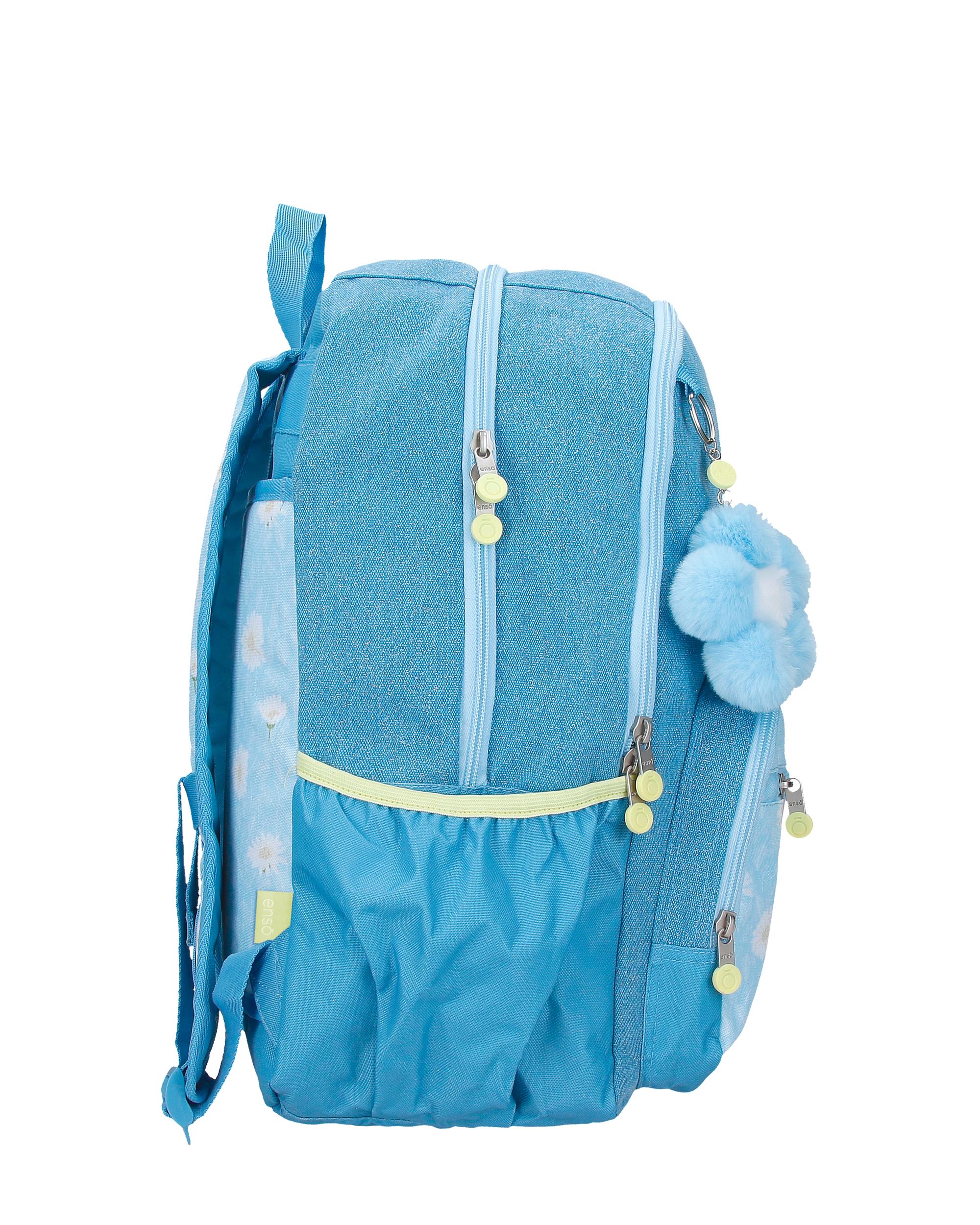 Mochila Escolar de Compartimento Duplo Enso Happiness com Capacidade de 24l Adaptável a Carro Denim Azul-2