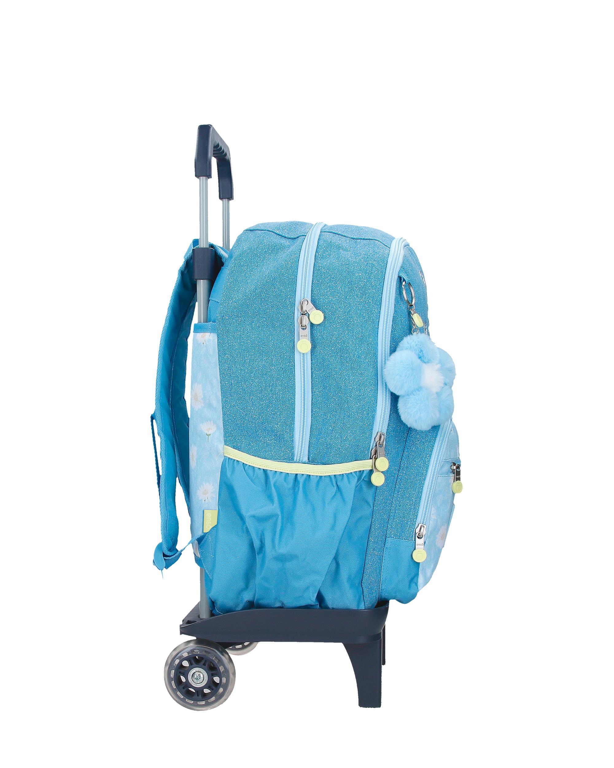 Mochila Escolar de Compartimento Duplo Enso Happiness com Capacidade de 24l com Trolley Denim Azul-2