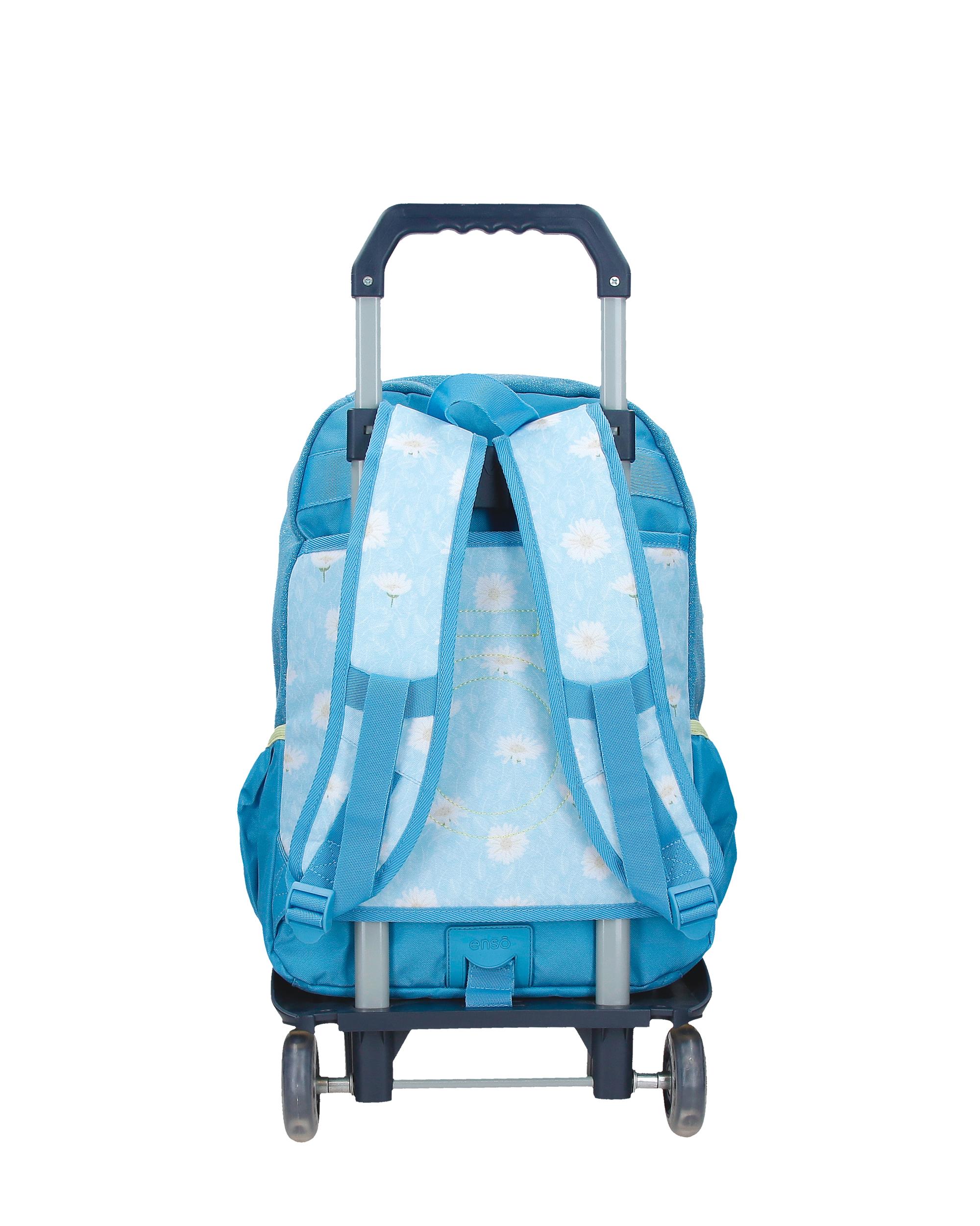 Mochila Escolar de Compartimento Duplo Enso Happiness com Capacidade de 24l com Trolley Denim Azul-3