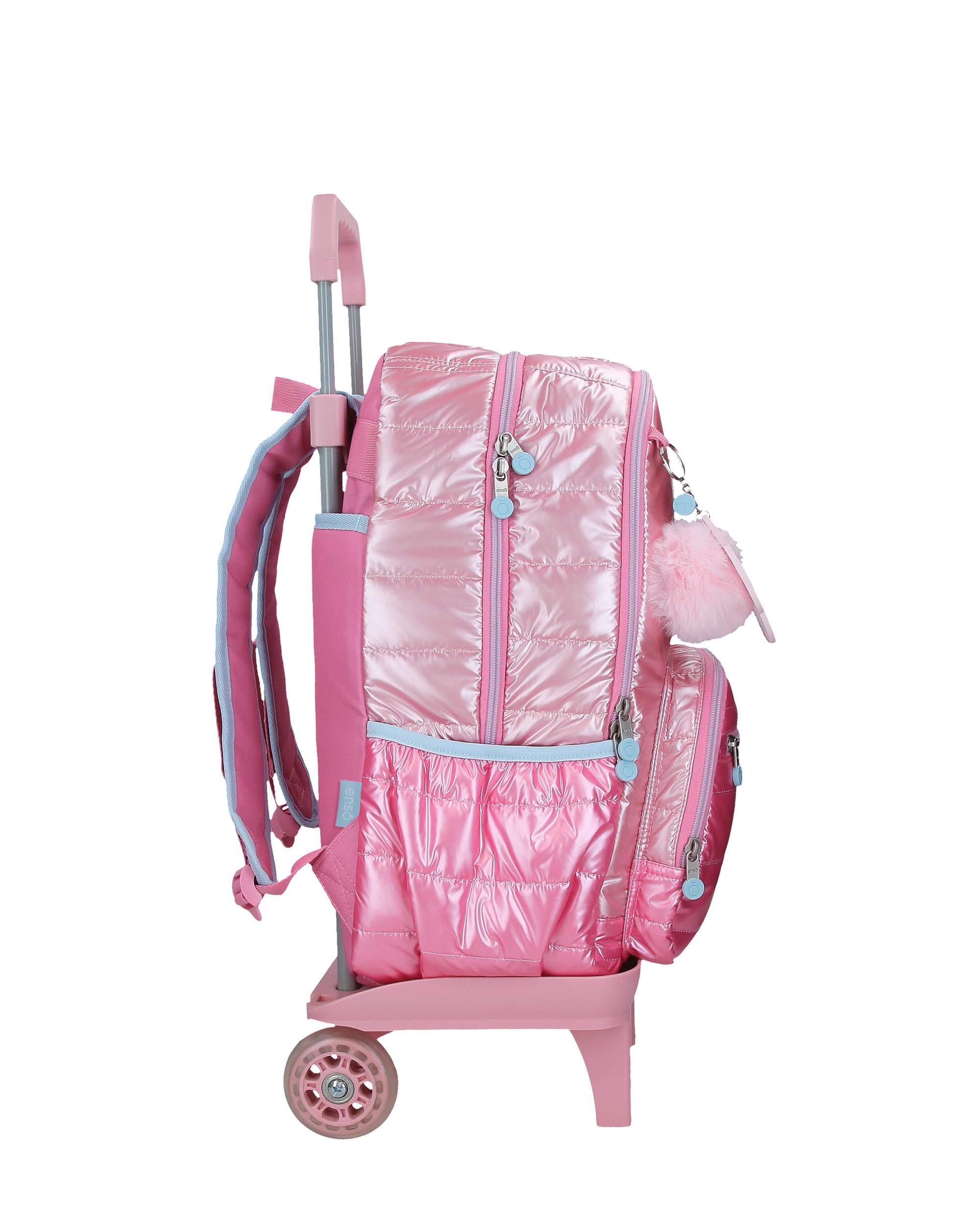 Mochila Escolar de Compartimento Duplo Enso Into The Wild com Capacidade de 24l com Trolley Rosa Rosa-2
