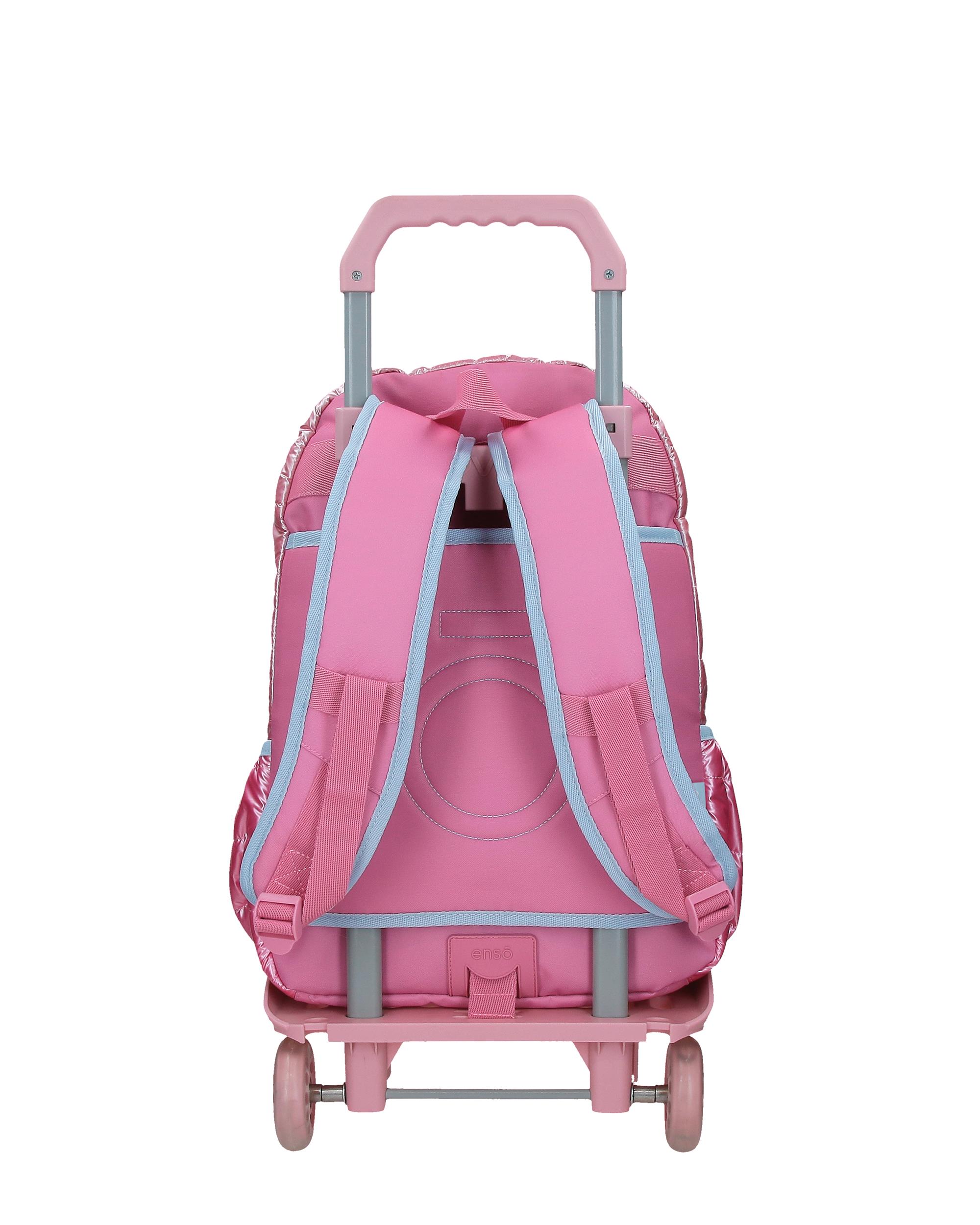 Mochila Escolar de Compartimento Duplo Enso Into The Wild com Capacidade de 24l com Trolley Rosa Rosa-3
