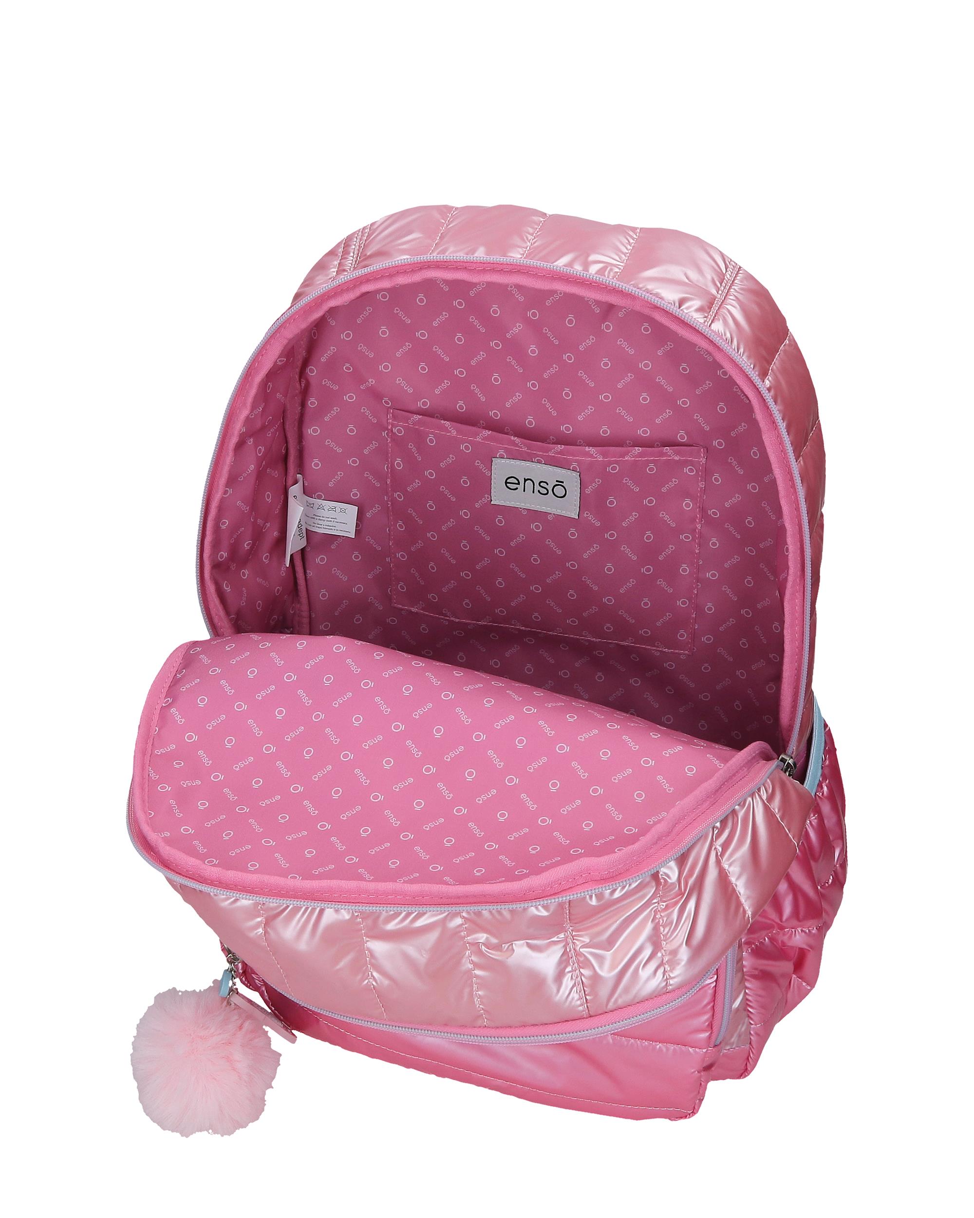 Mochila Escolar de Compartimento Duplo Enso Into The Wild com Capacidade de 24l com Trolley Rosa Rosa-4