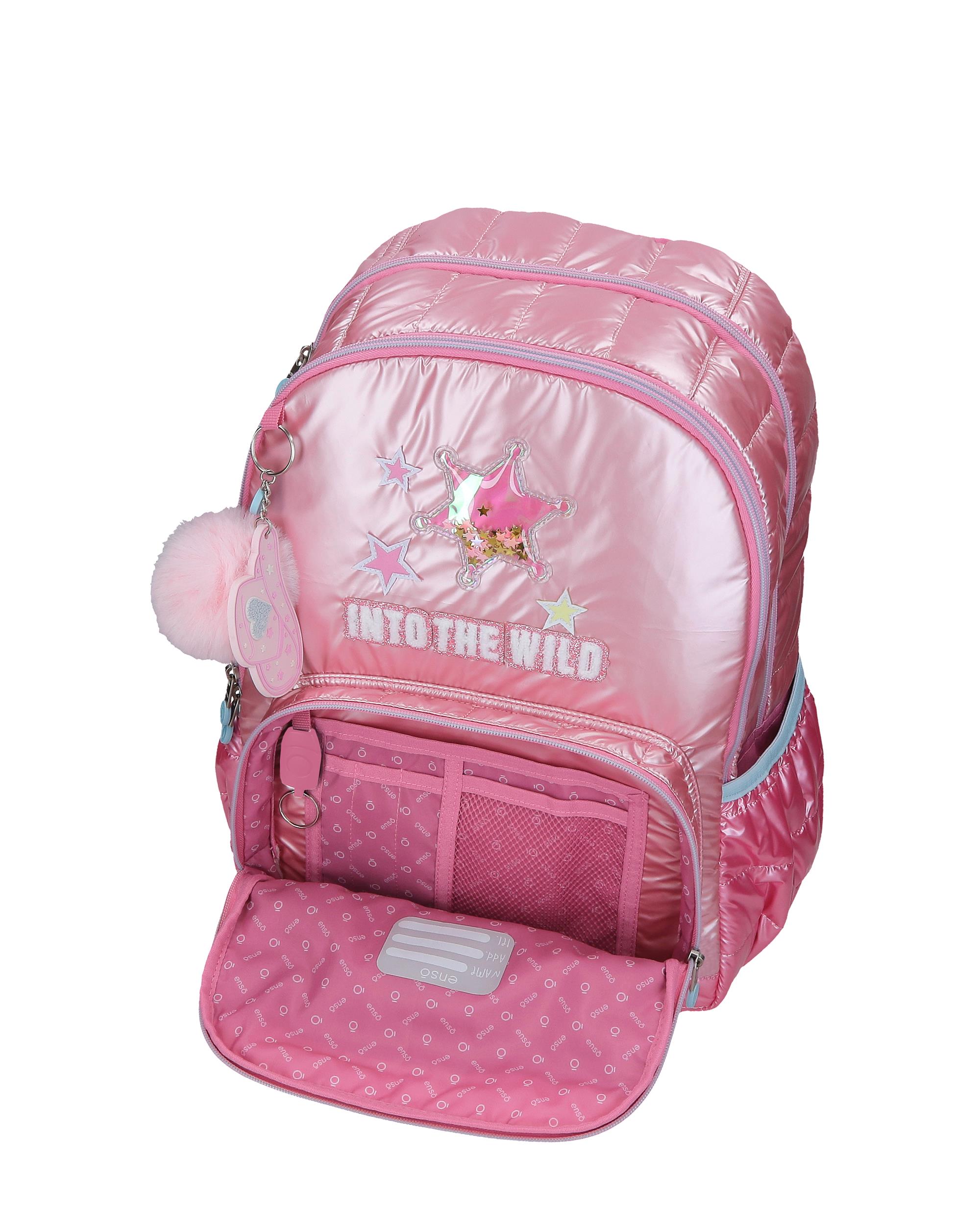 Mochila Escolar de Compartimento Duplo Enso Into The Wild com Capacidade de 24l com Trolley Rosa Rosa-5