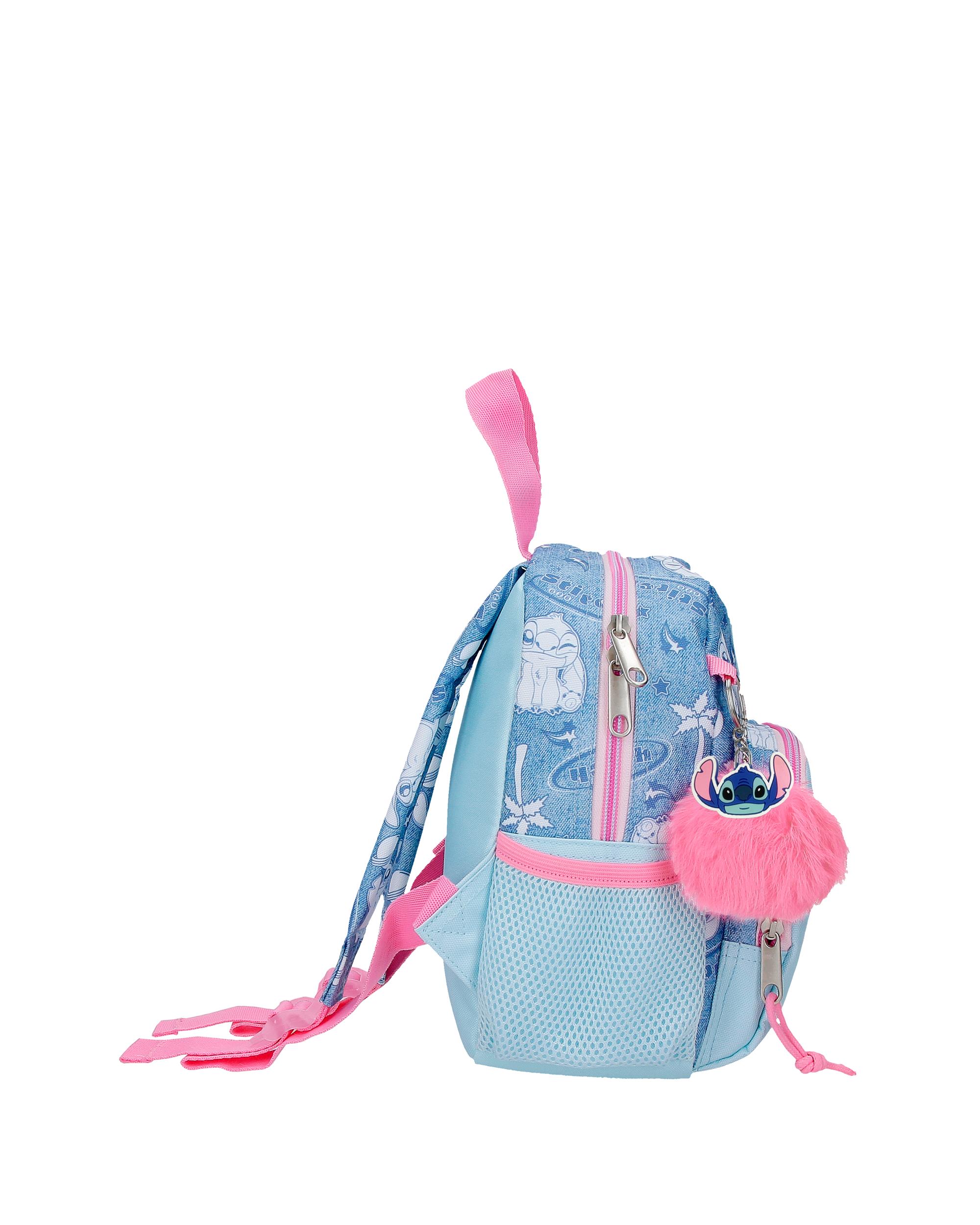 Mochila Pré-escolar Stitch Hearts com Capacidade de 4,56l Denim Azul-2