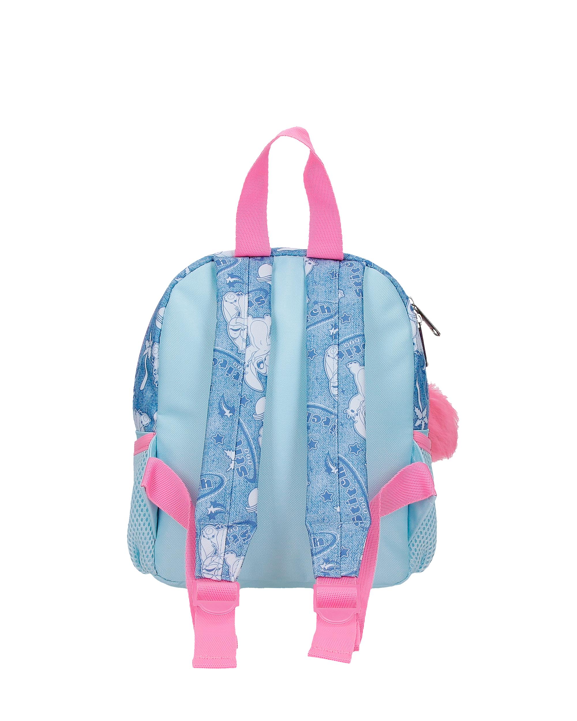 Mochila Pré-escolar Stitch Hearts com Capacidade de 4,56l Denim Azul-3