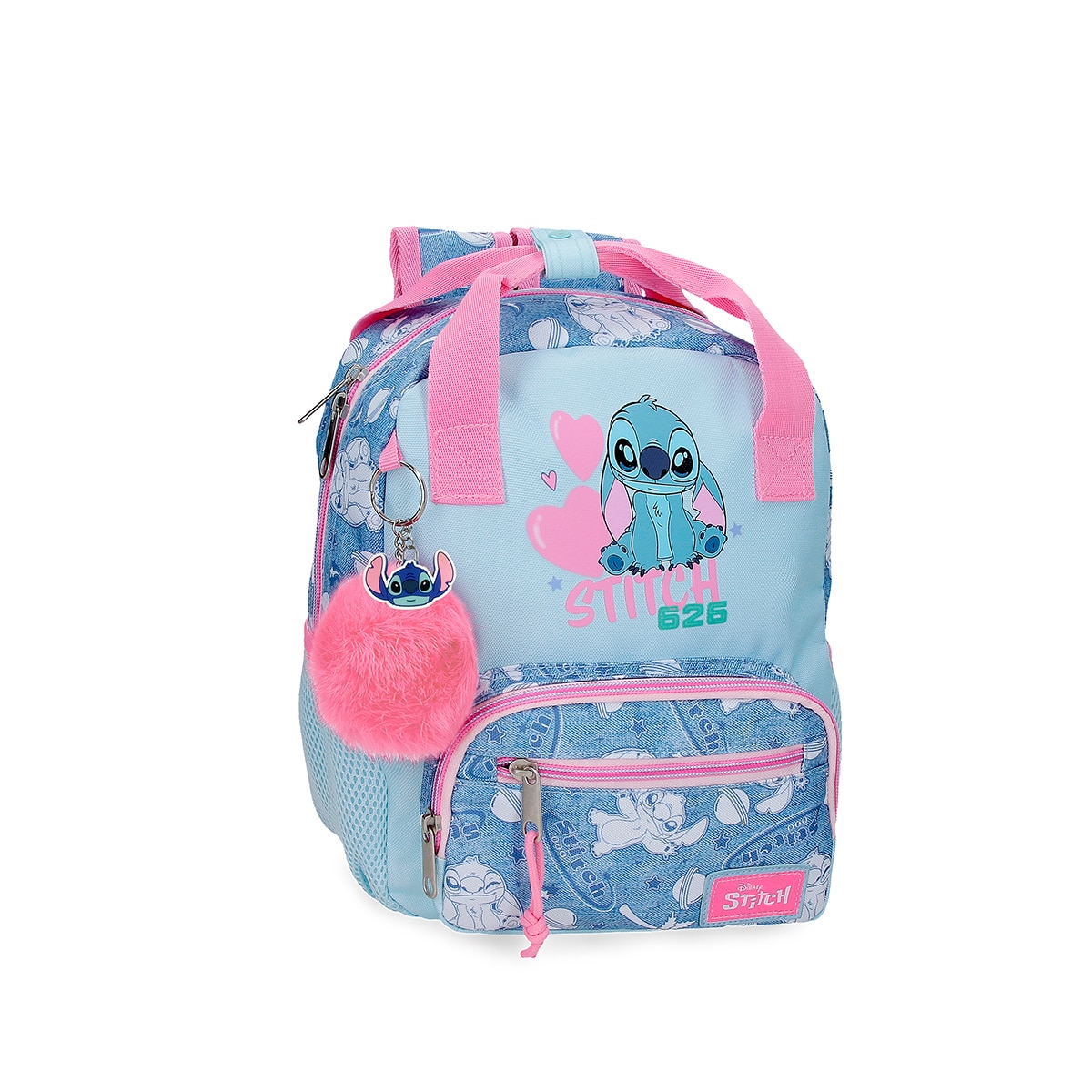 Imagem 0 de Mochila de Passeio Stitch Hearts com Capacidade de 6,5l Adaptável a Carrinho Denim