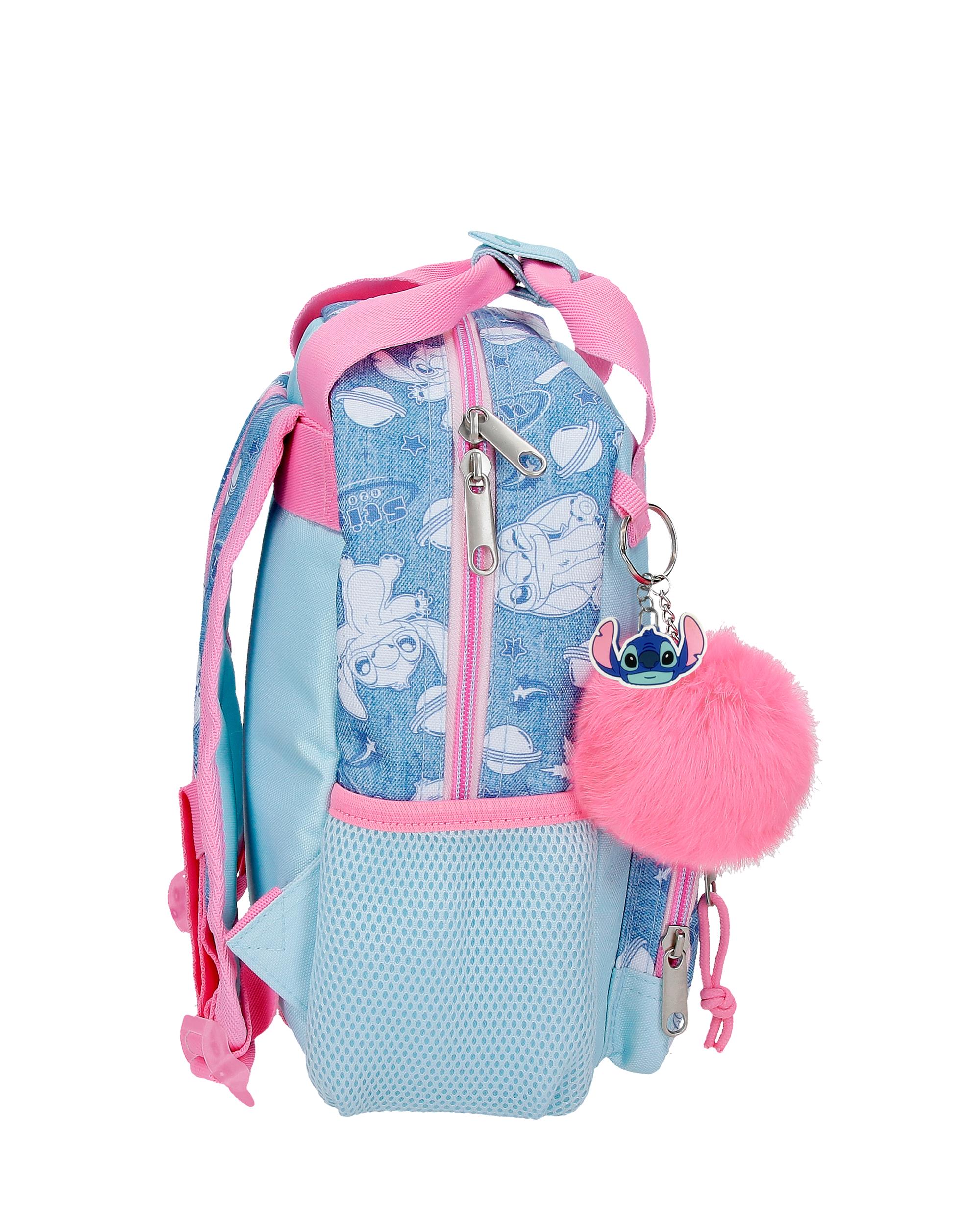 Mochila de Passeio Stitch Hearts com Capacidade de 6,5l Adaptável a Carrinho Denim Azul-2