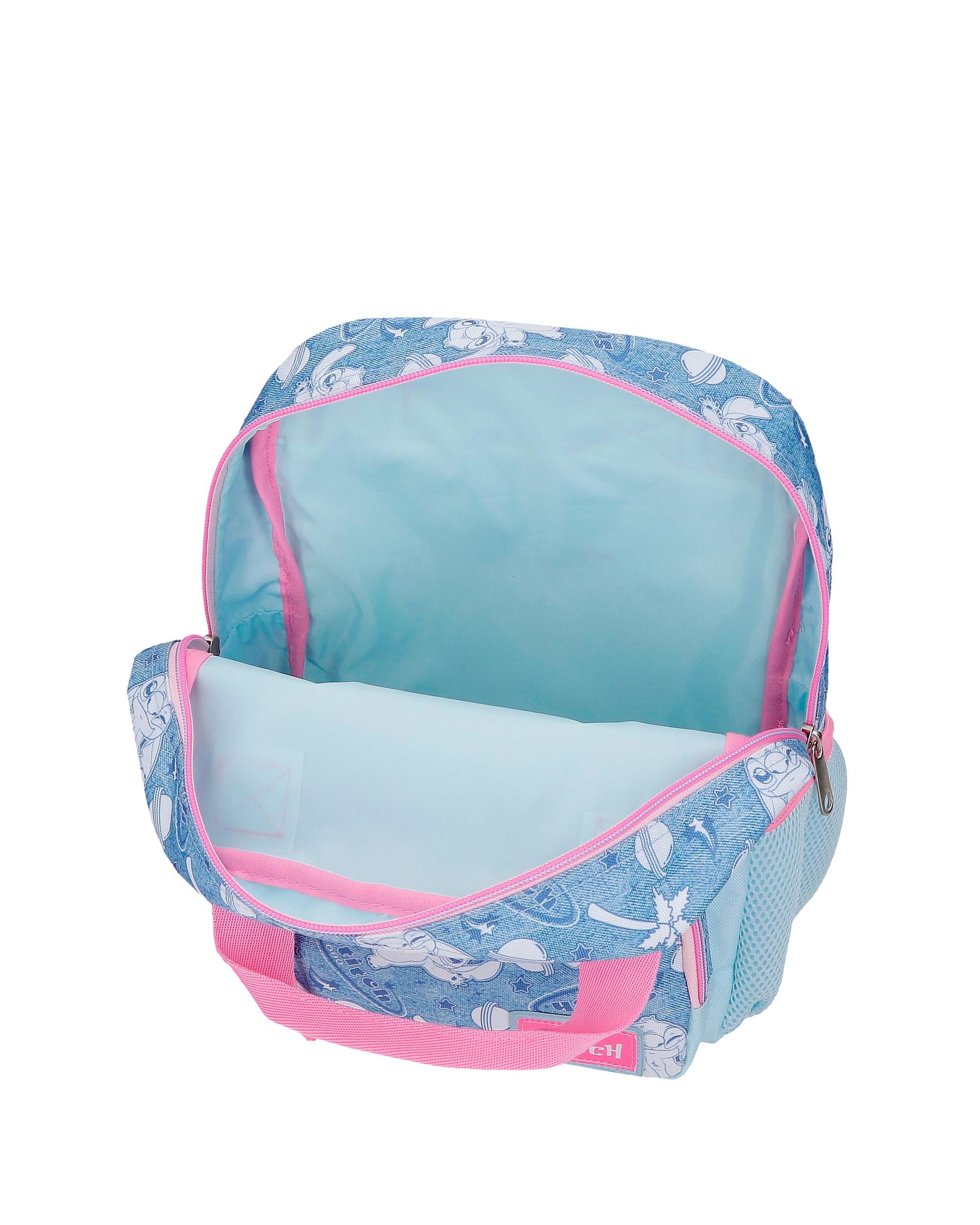 Mochila de Passeio Stitch Hearts com Capacidade de 6,5l Adaptável a Carrinho Denim Azul-4