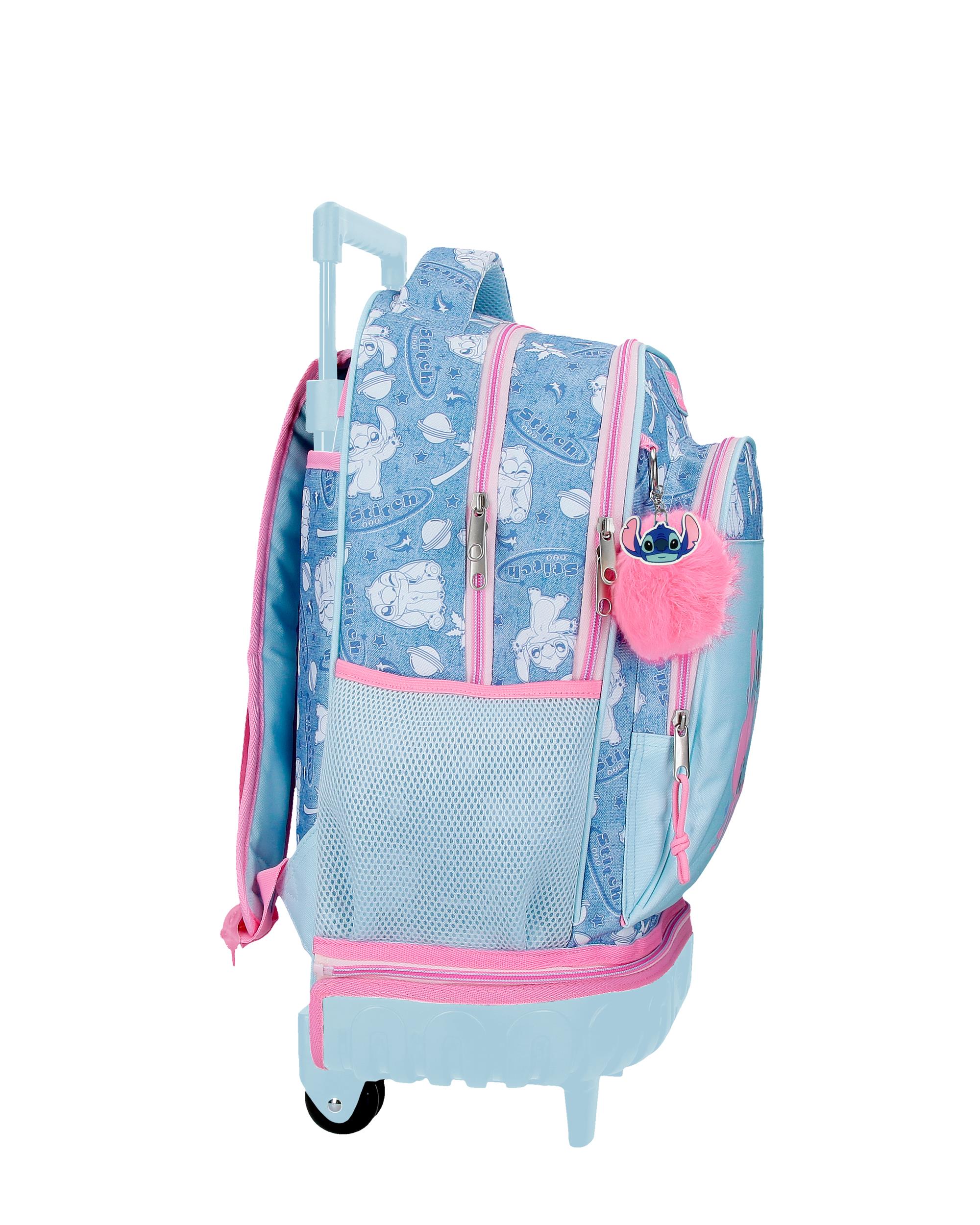 Mochila Compact Desmontável de Duas Rodas Stitch Hearts com Capacidade de 30,24l Denim Azul-2