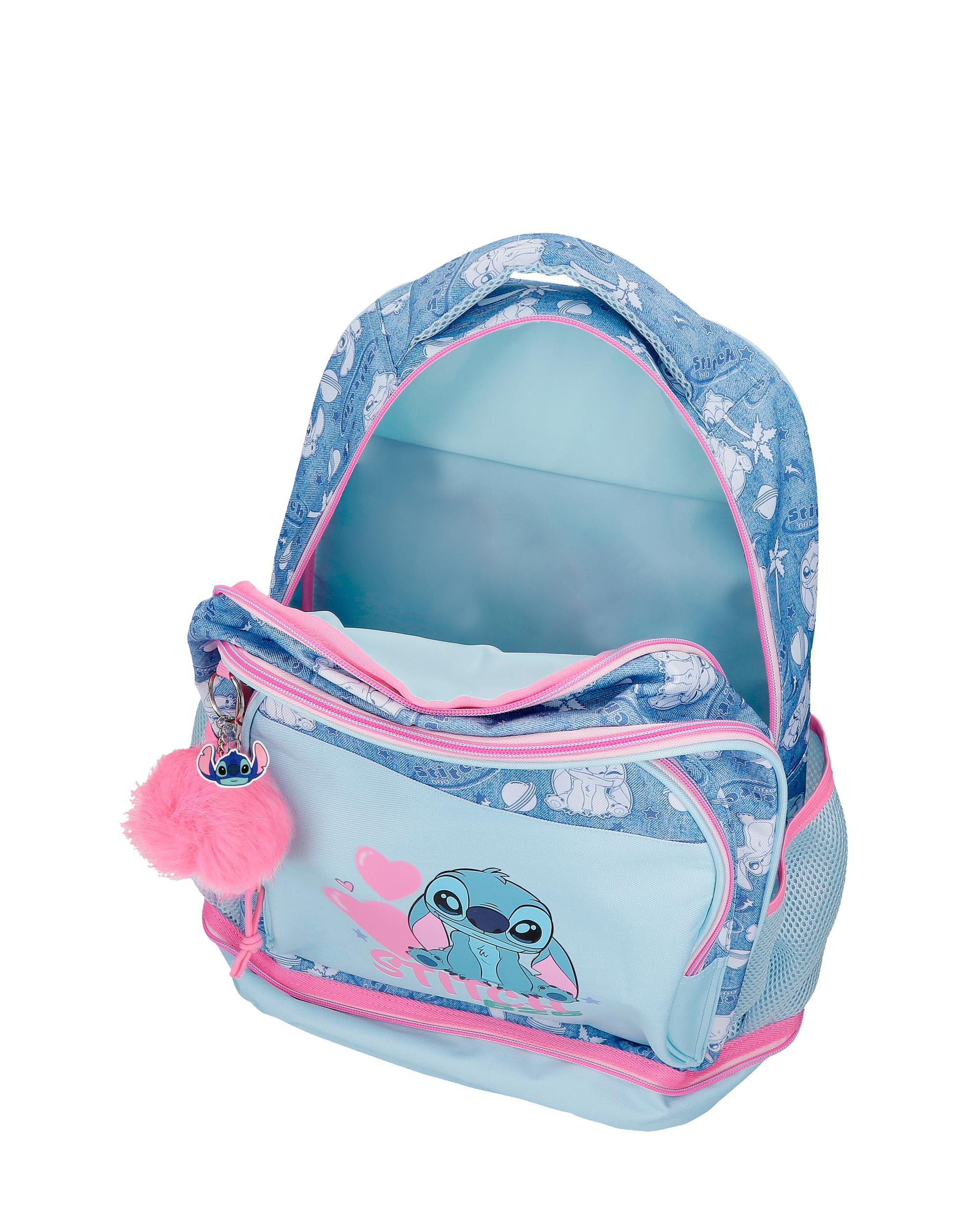 Mochila Compact Desmontável de Duas Rodas Stitch Hearts com Capacidade de 30,24l Denim Azul-4