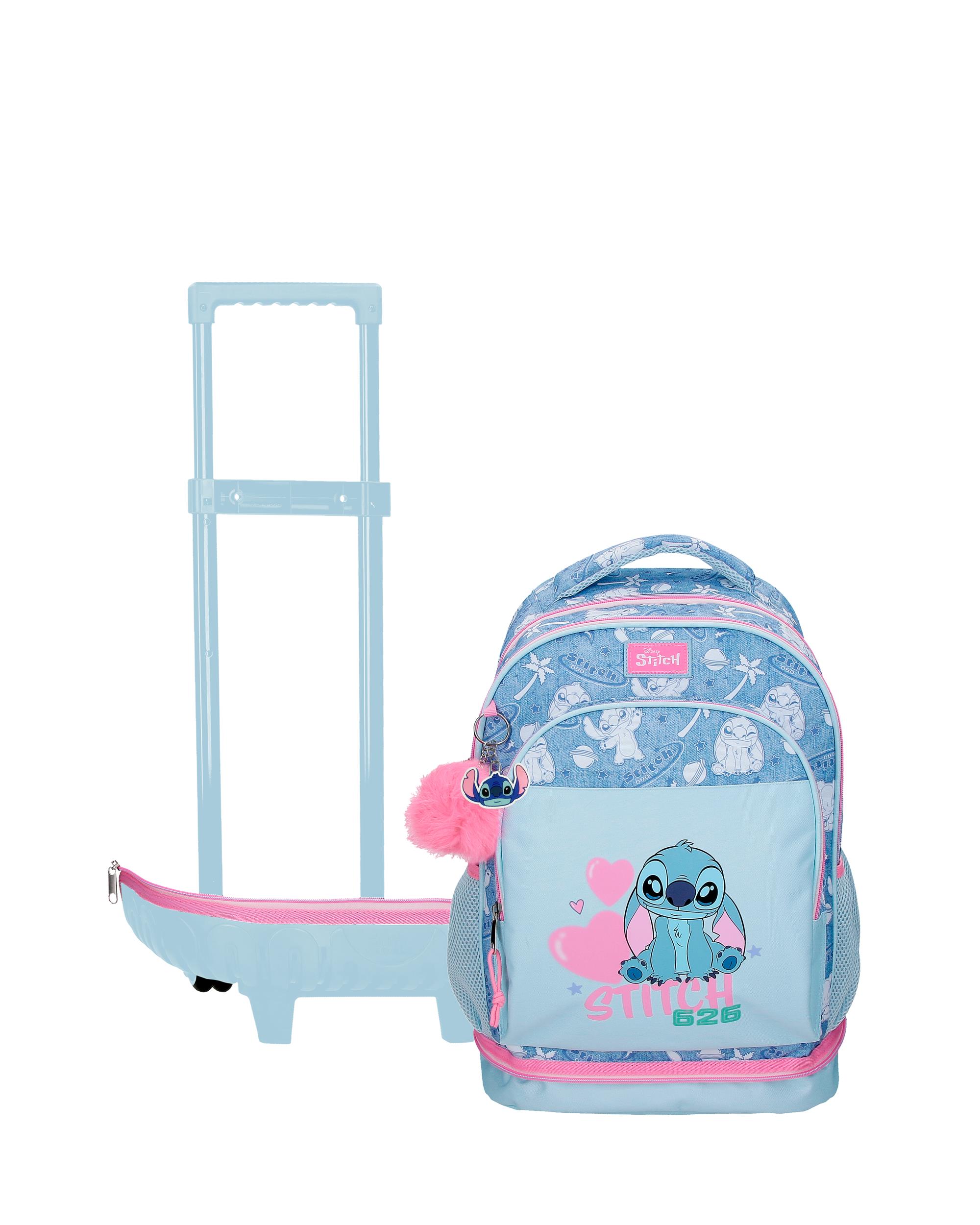 Mochila Compact Desmontável de Duas Rodas Stitch Hearts com Capacidade de 30,24l Denim Azul-5