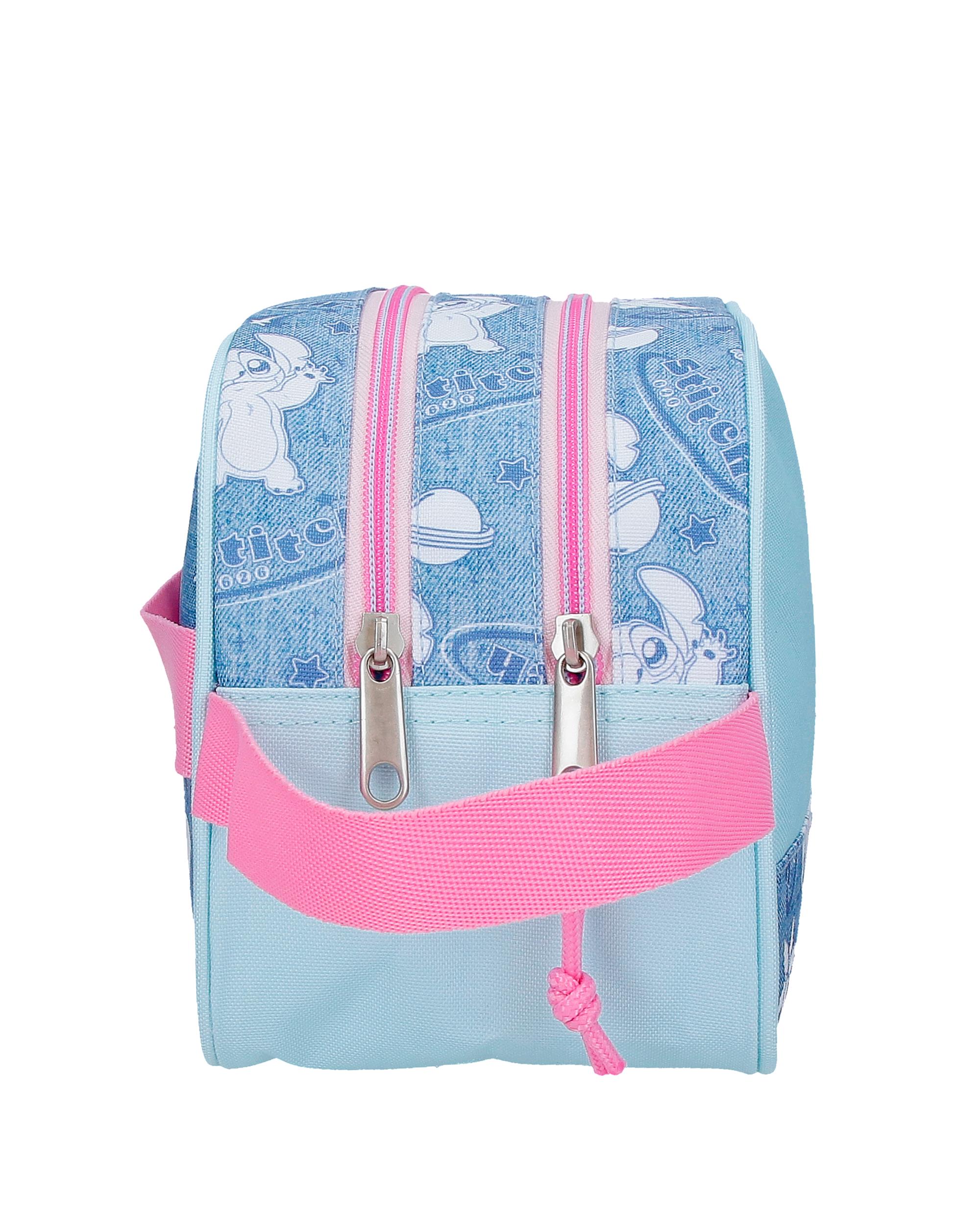 Necessaire Adaptável Dois Compartimentos Stitch Hearts Azul-2