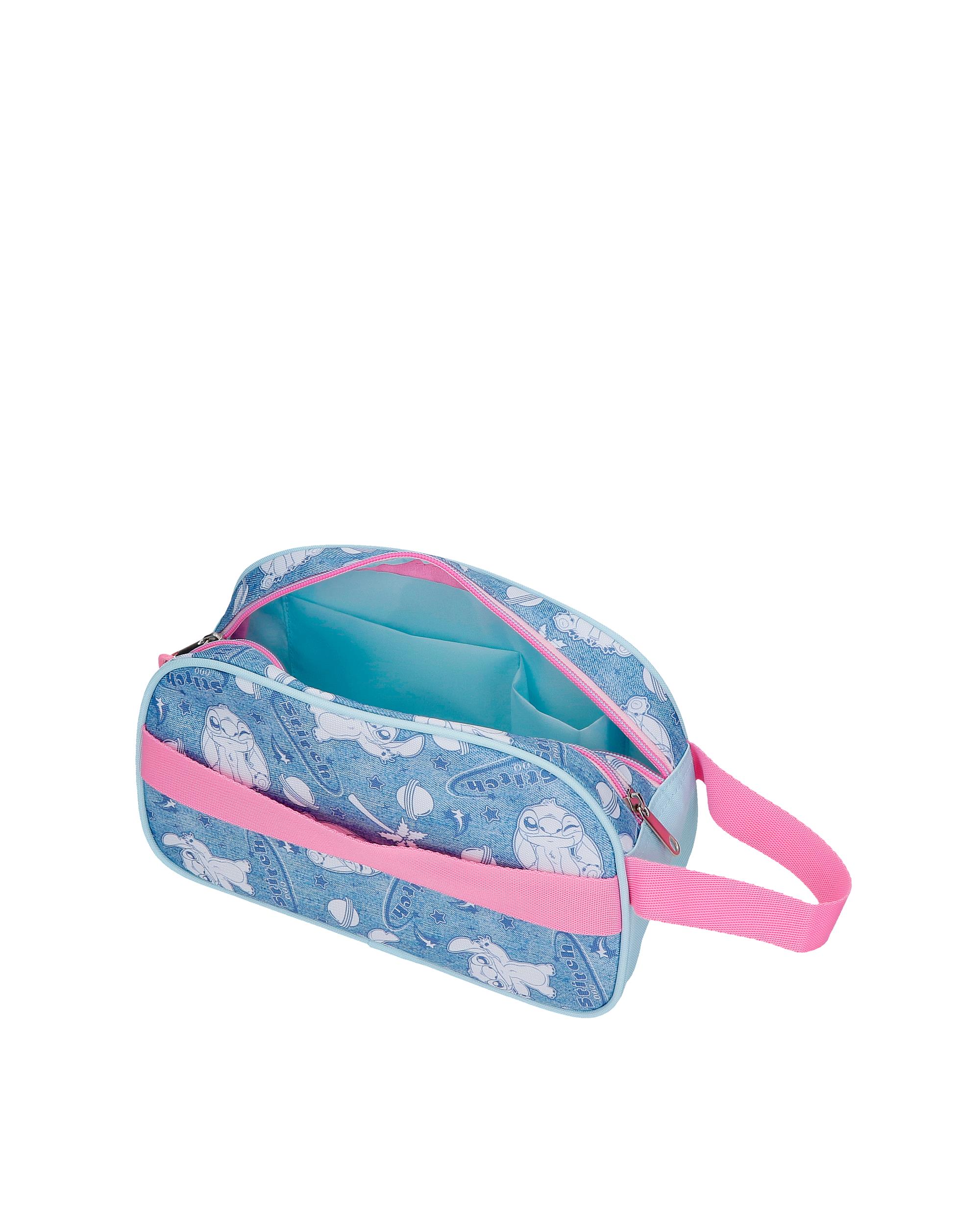 Necessaire Adaptável Dois Compartimentos Stitch Hearts Azul-5