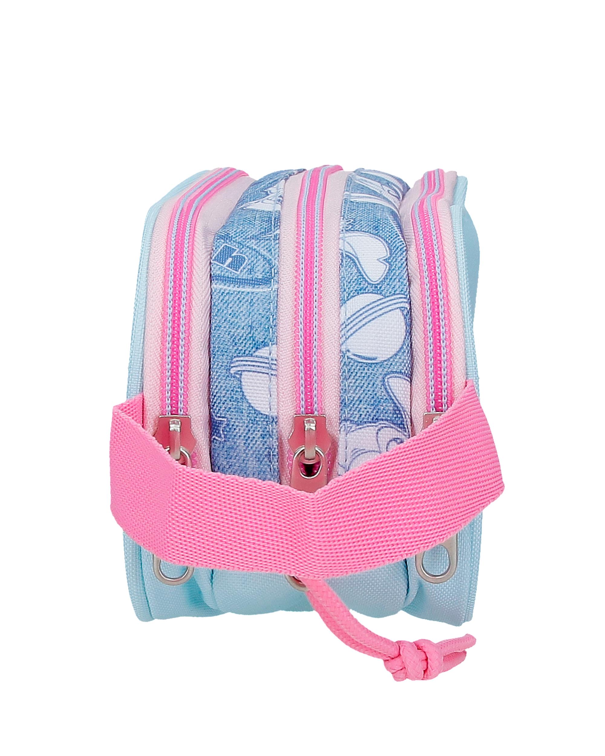 Necessaire Três Compartimentos Stitch Hearts Azul-2