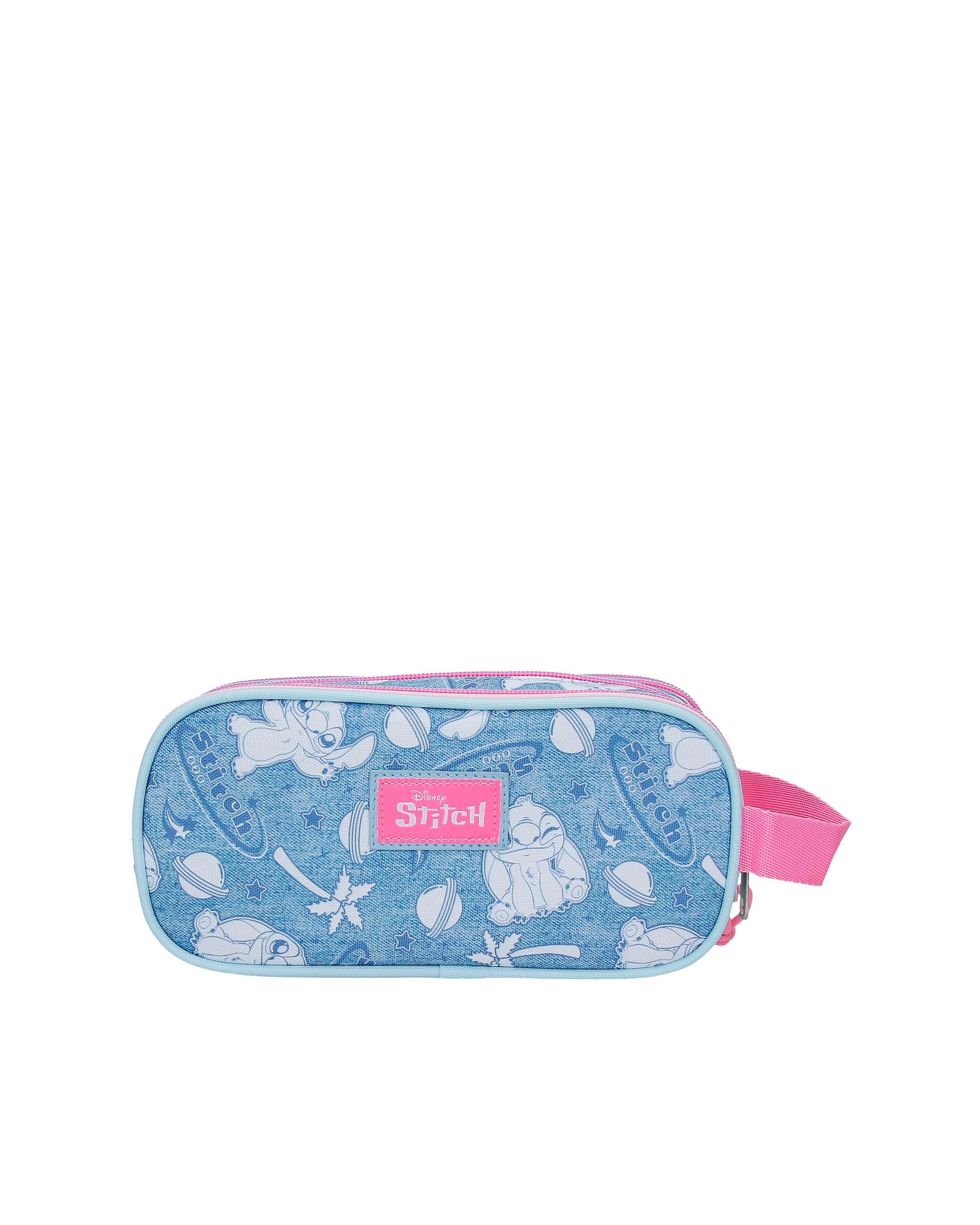 Necessaire Três Compartimentos Stitch Hearts Azul-3