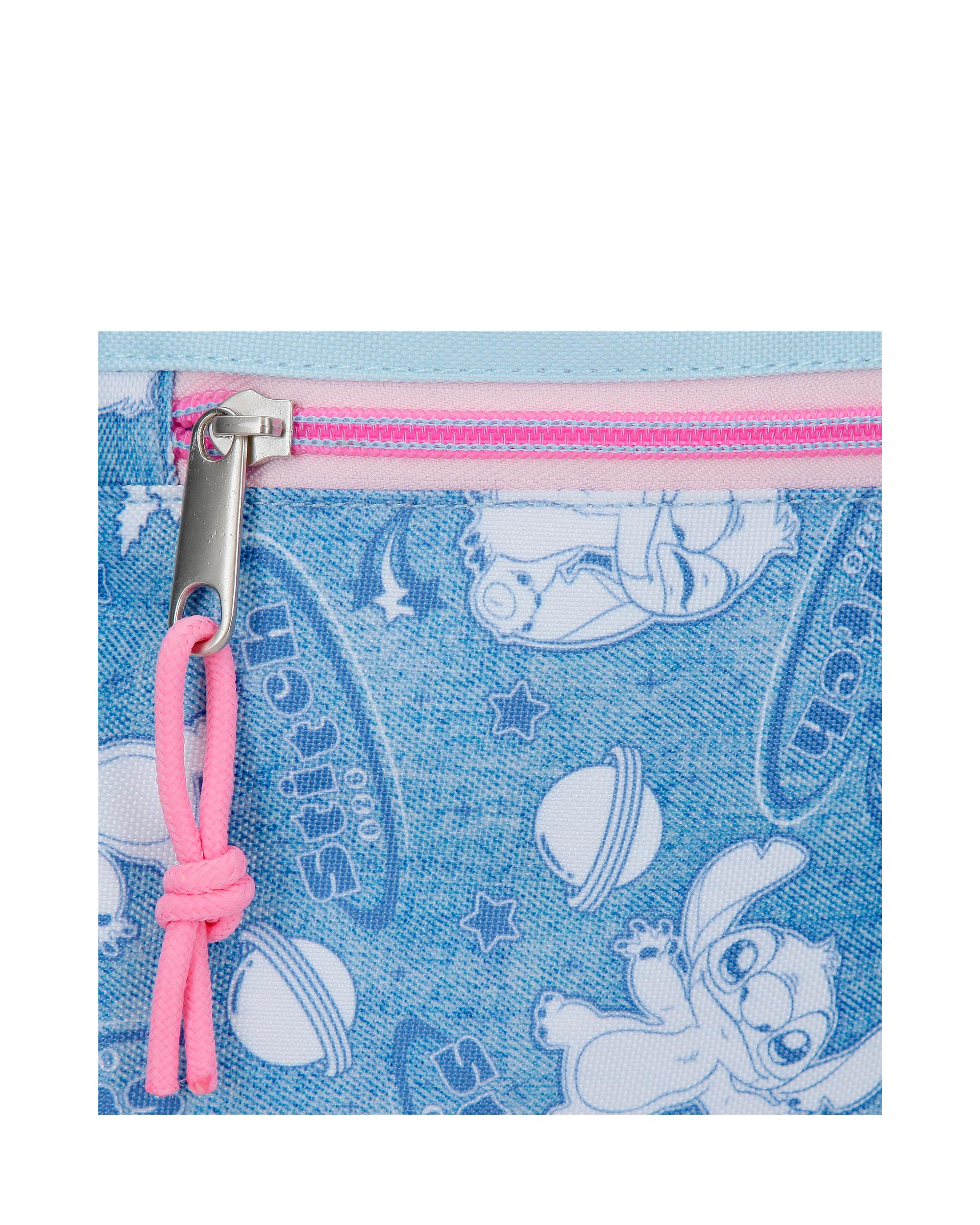 Necessaire Três Compartimentos Stitch Hearts Azul-6