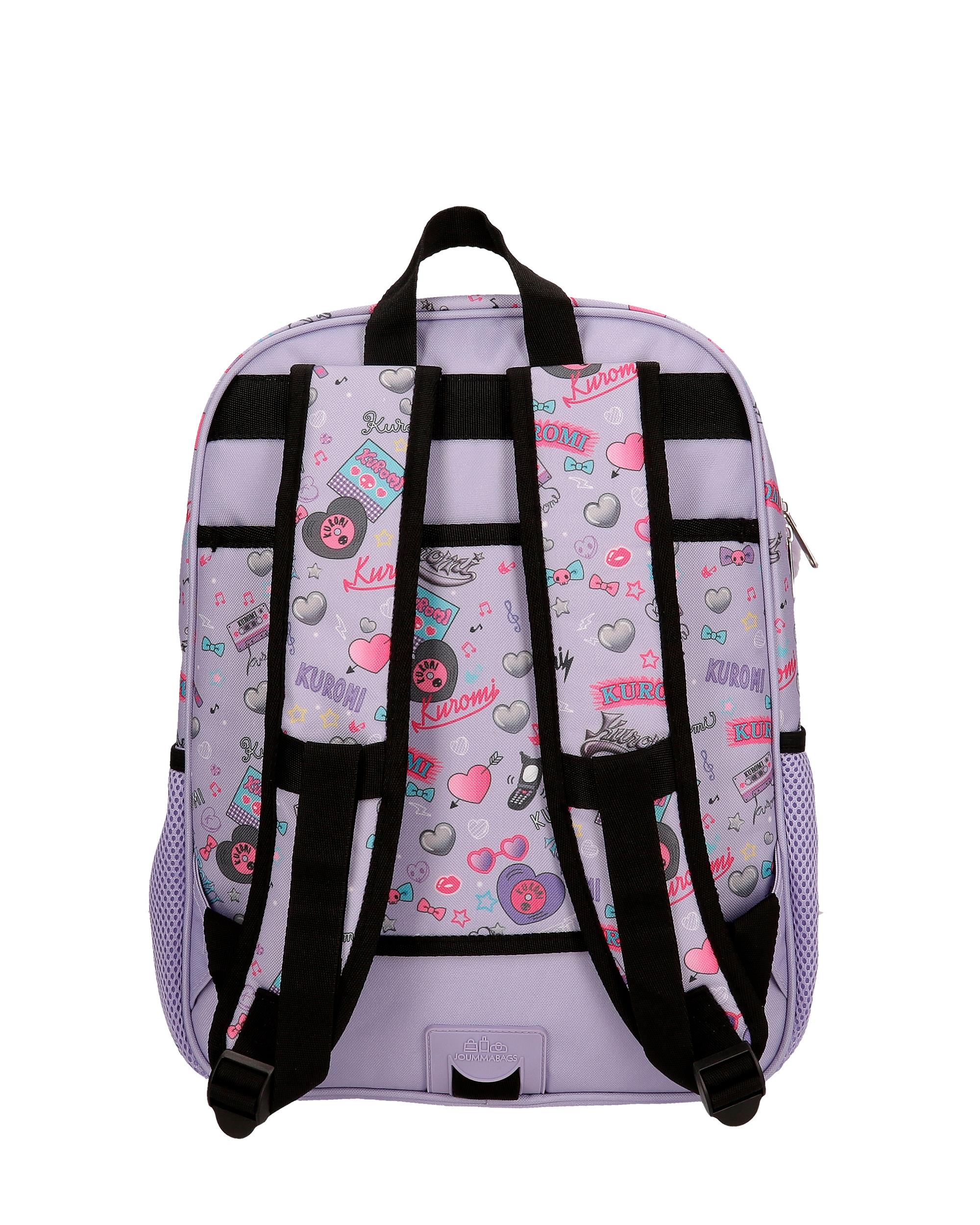 Mochila Escolar Kuromi Retropop com Capacidade de 13,68l Adaptável a Carro em Roxo Roxo-3