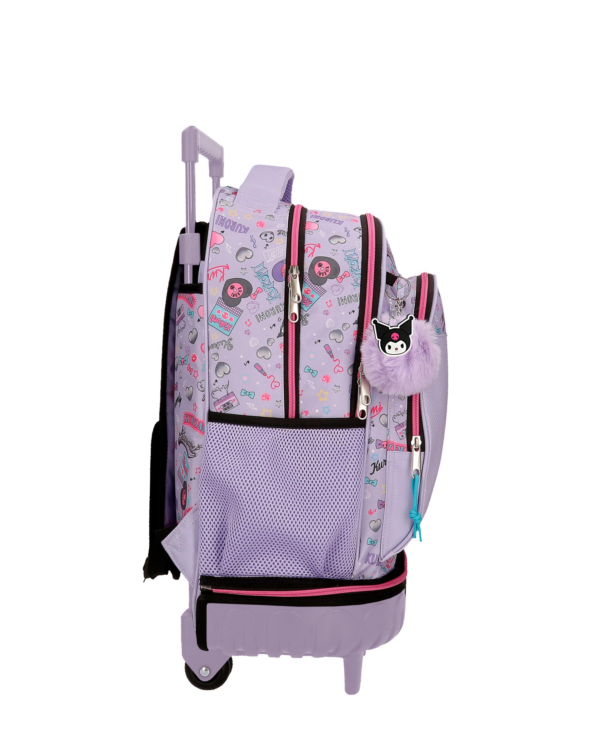 Mochila Compact Desmontável de Duas Rodas Kuromi Retropop com Capacidade de 30,24l em Roxo Roxo-2