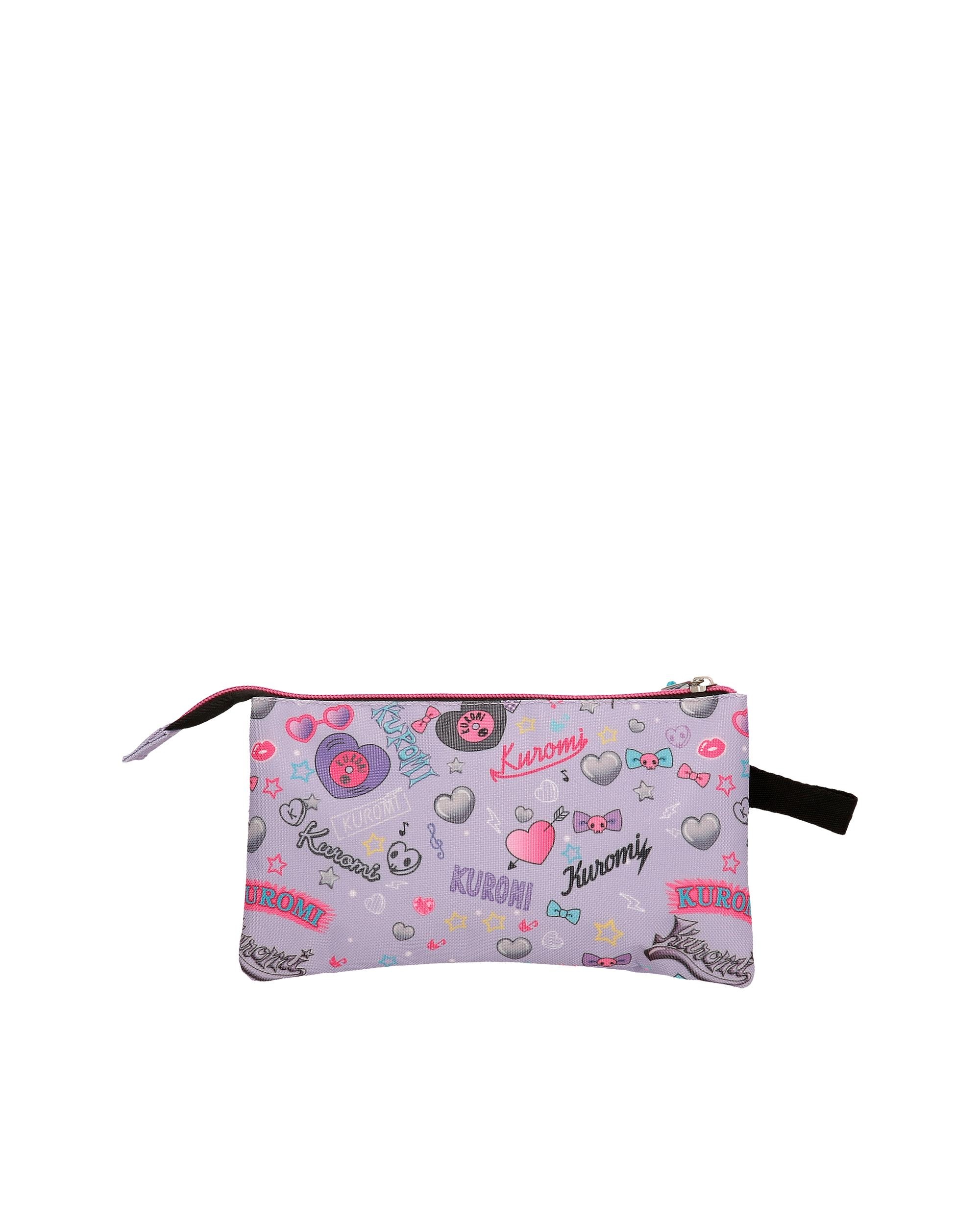 Portatudo Três Compartimentos Kuromi Retropop Roxo-3